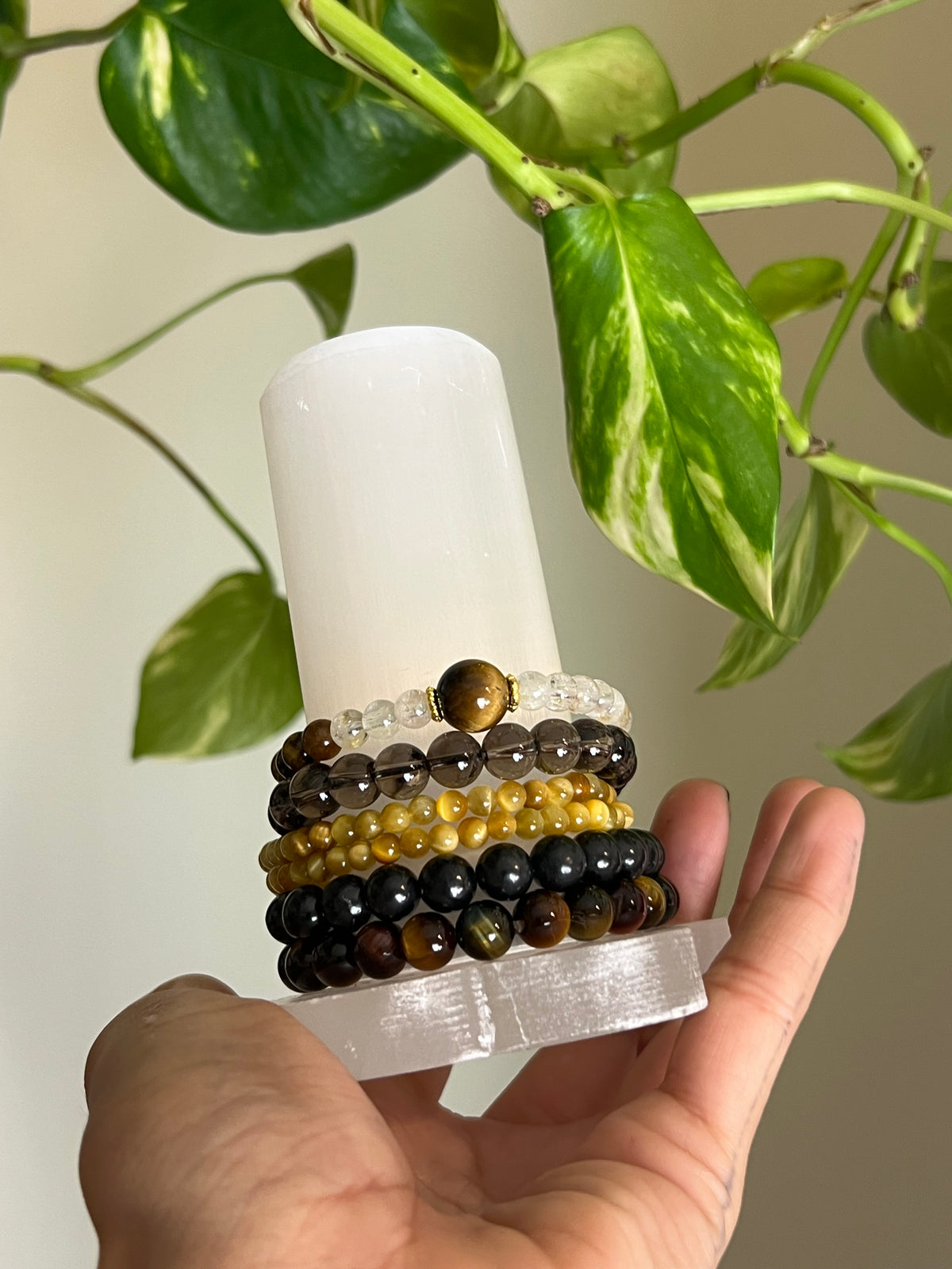 Selenite Satin Spar Floral Bracelet Holder