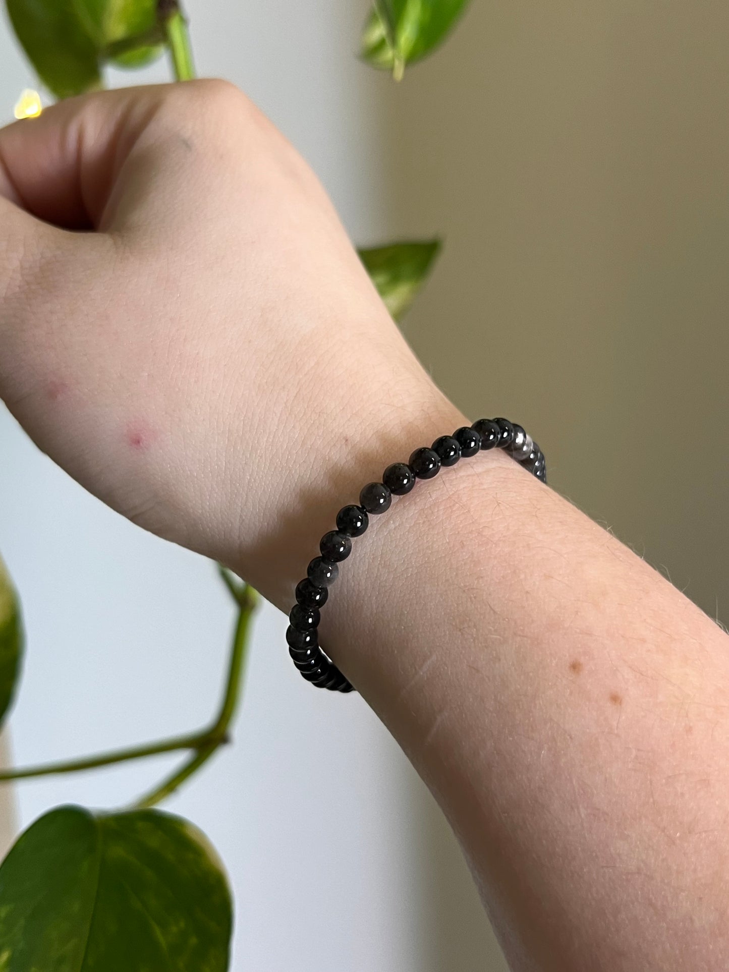 4mm Silver Sheen Obsidian Bracelet