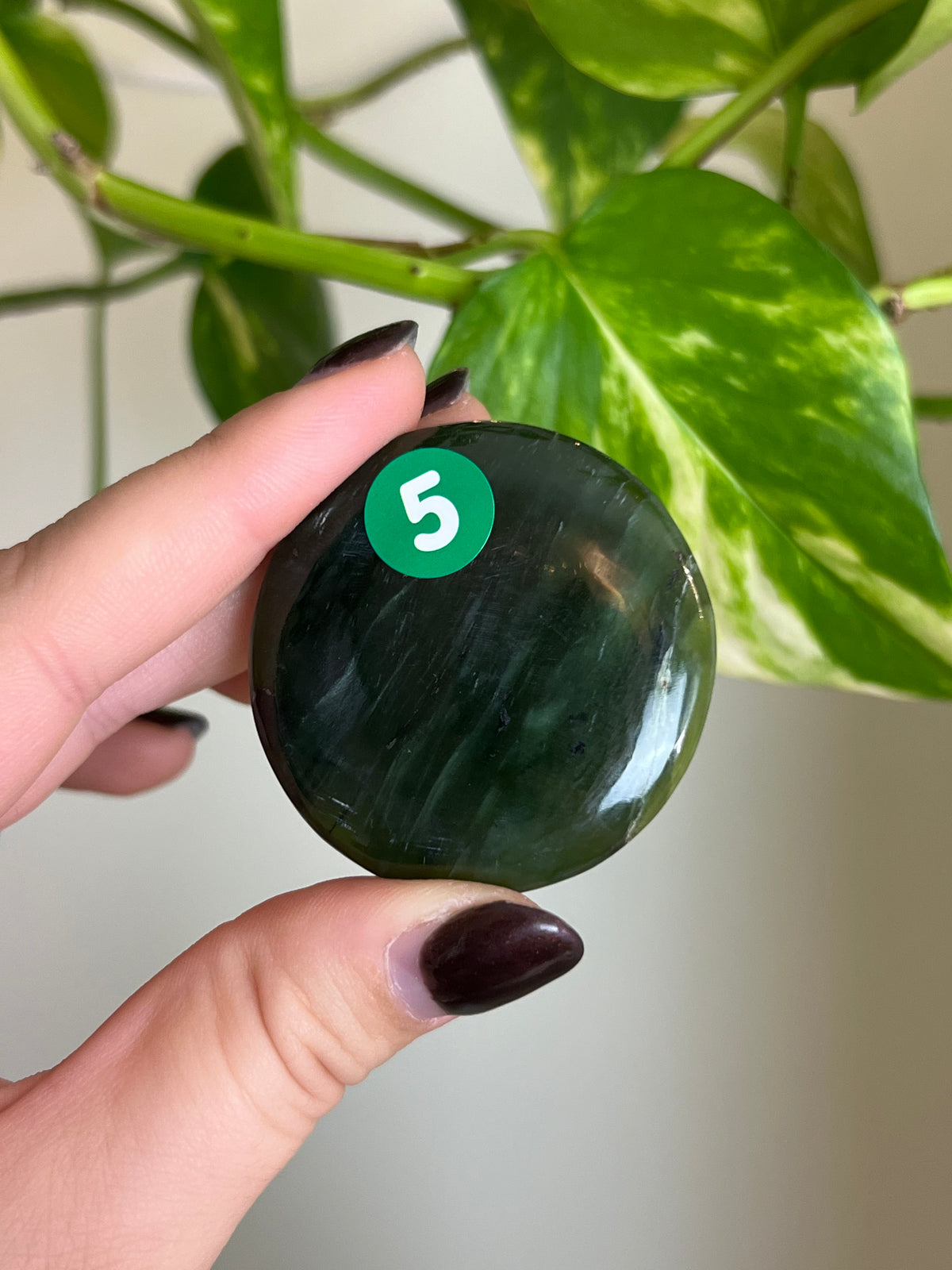 Moody Nephrite Jade Flat Stone - 5