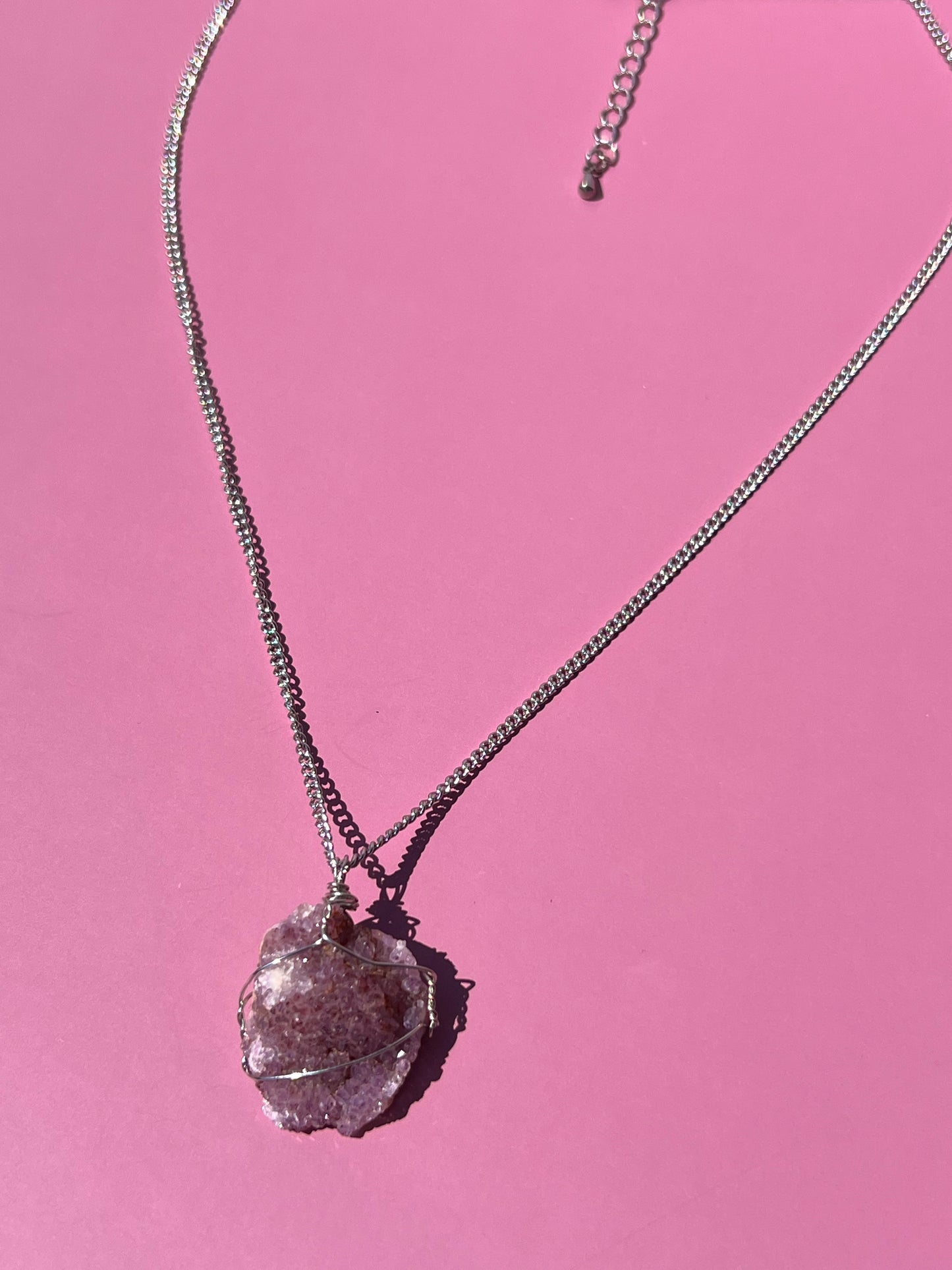 Thunder Bay Amethyst Cluster Silver Wrapped Necklace