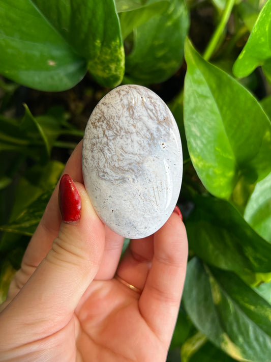 White Ocean Jasper Small Palm