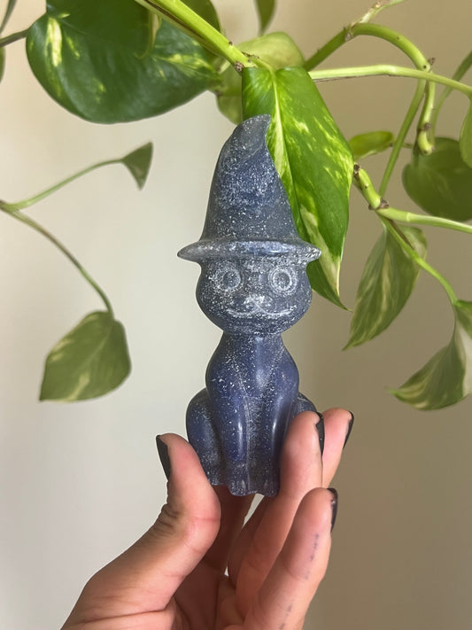 Blue Aventurine Witchy Cat