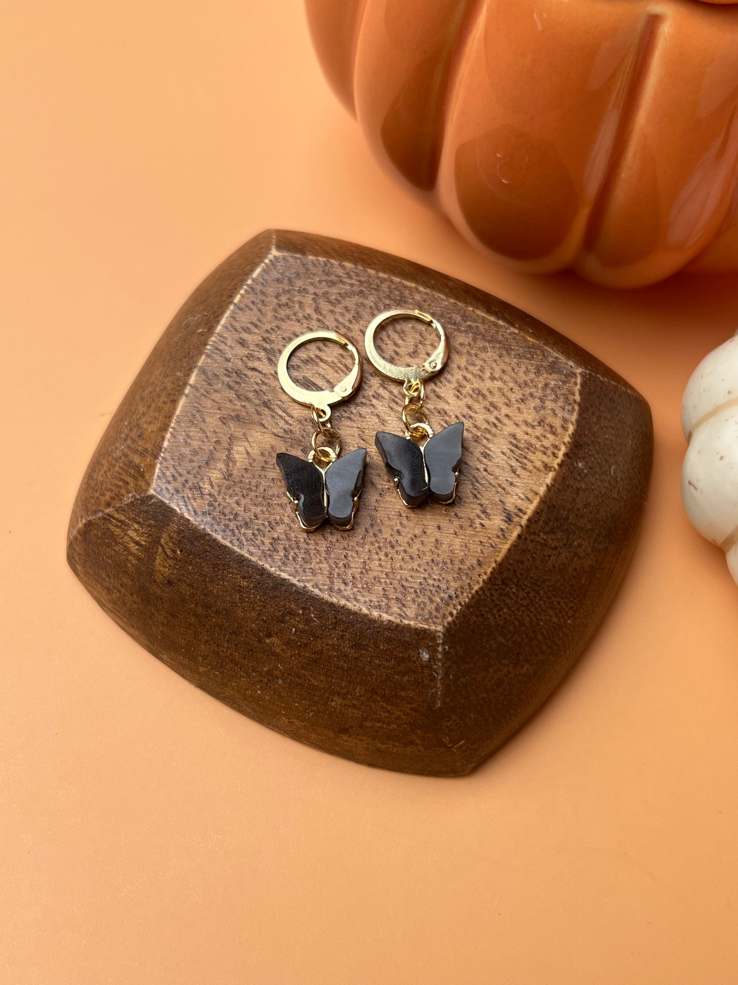 Black Gold Butterfly Earrings