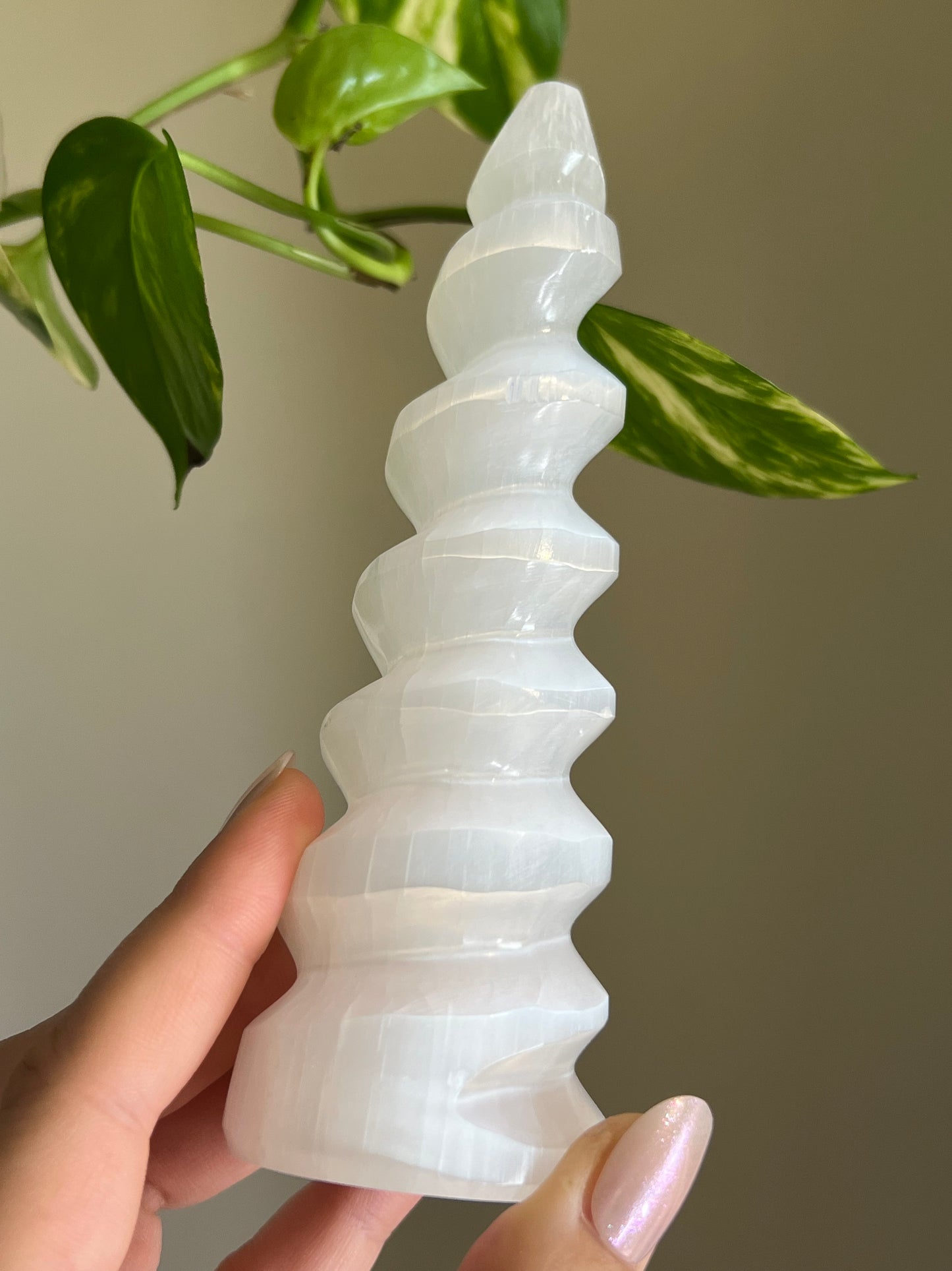 Selenite Satin Spar Spiral - Medium