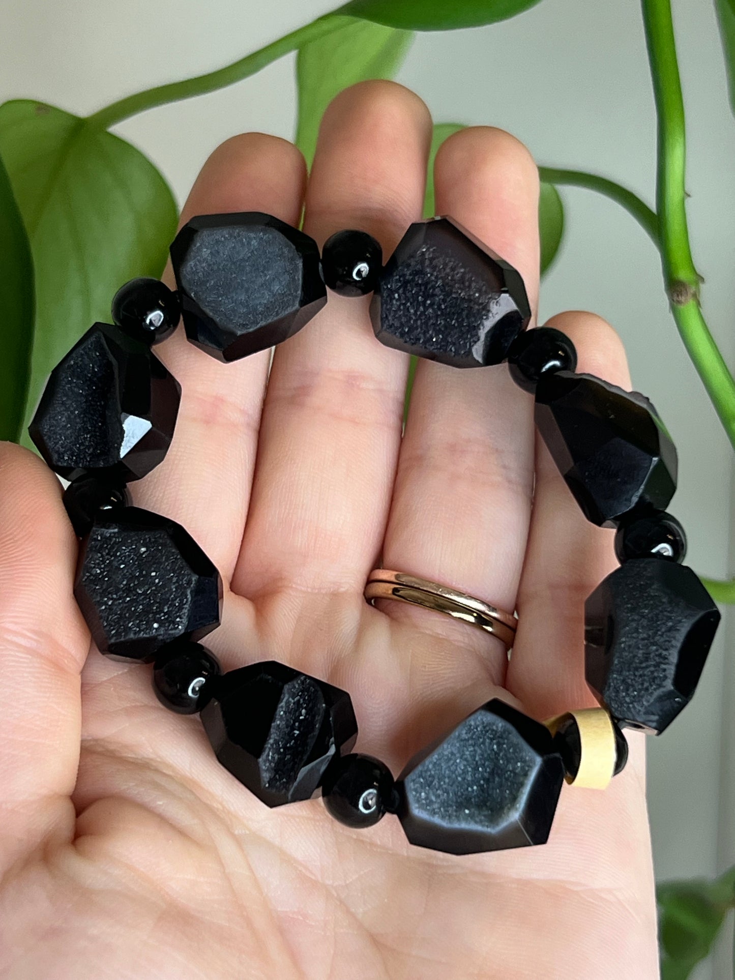 Black Druzy Agate Bracelet