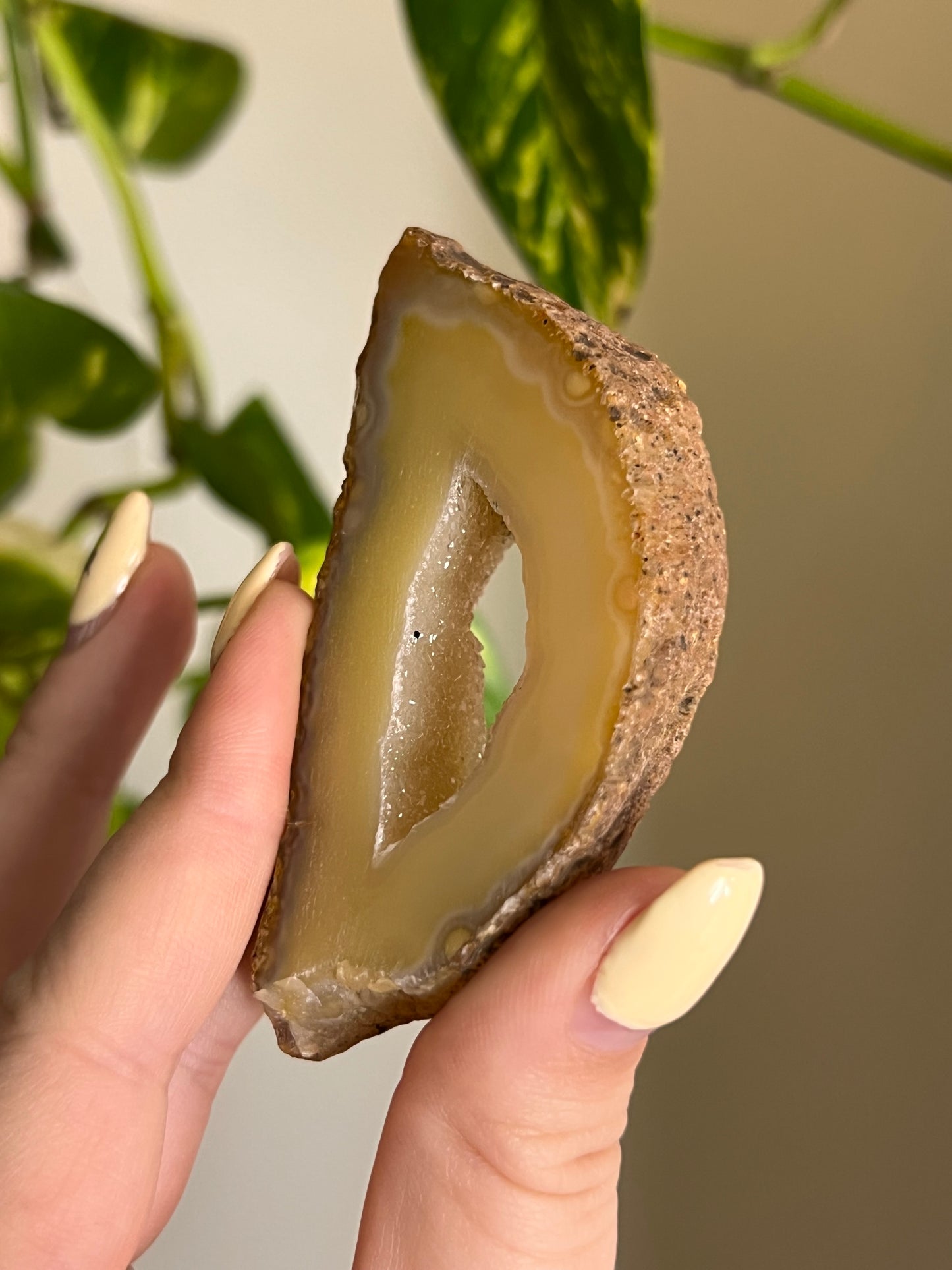 Peachy Druzy Agate Slice - D