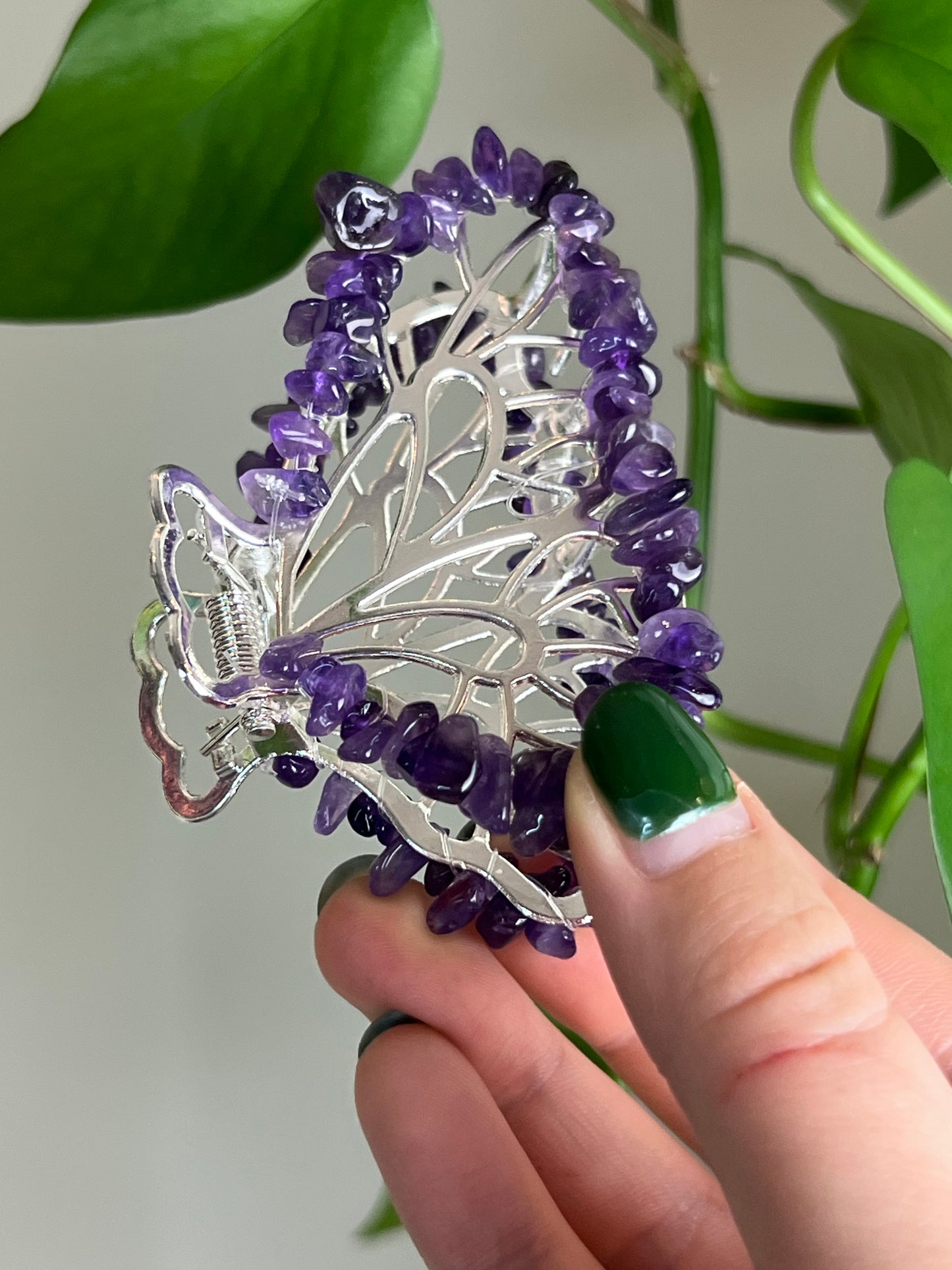 Amethyst Fairy Claw Clip - Silver