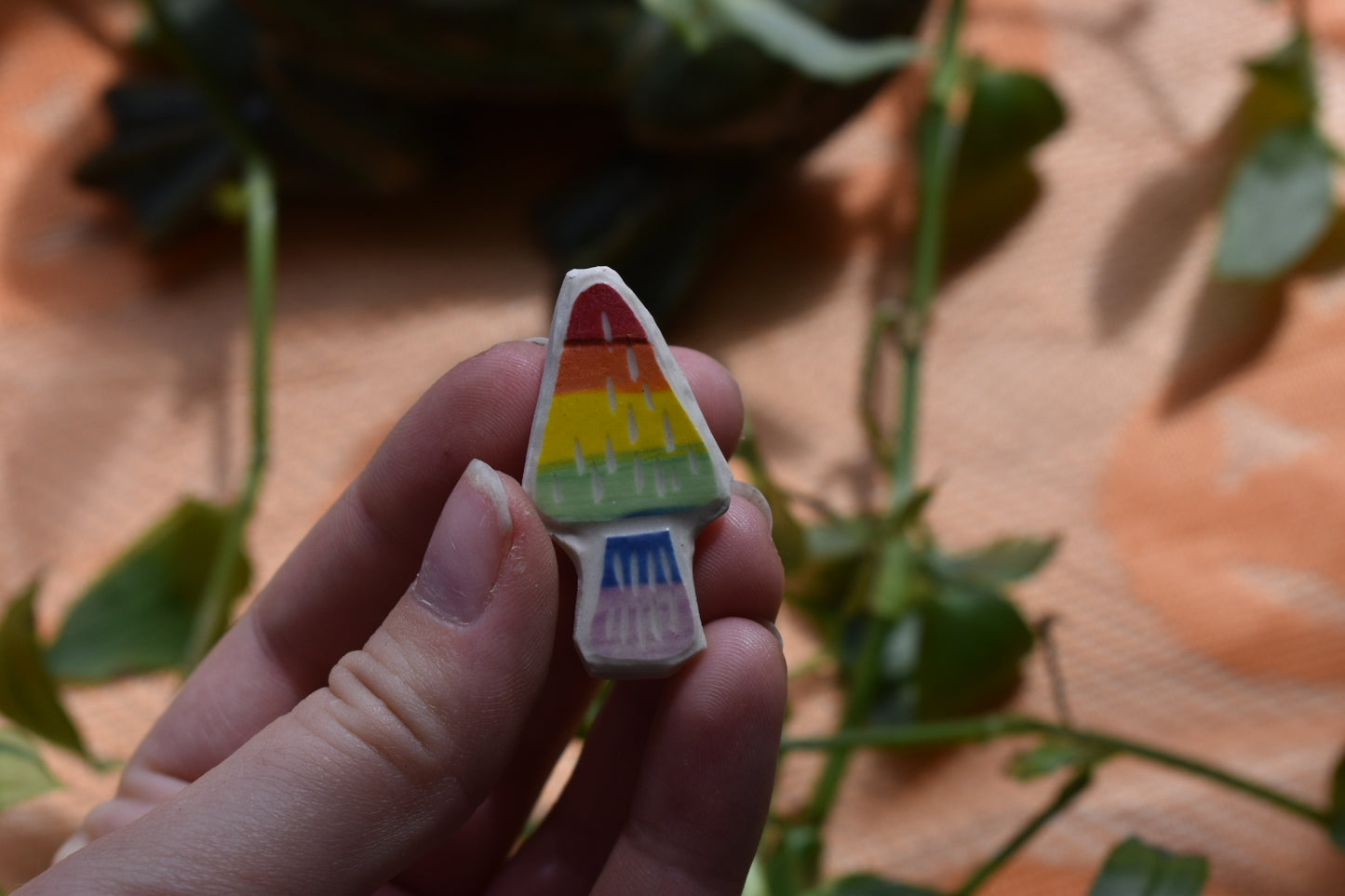 Mushroom Pride Flag Clay Pins