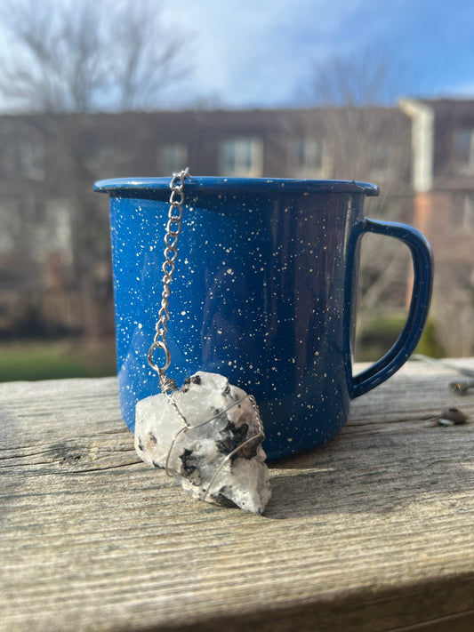 Rainbow Moonstone/White Labradorite Moon Tea Infuser