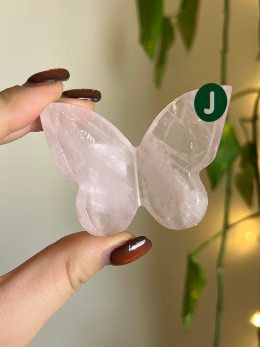 Rose Quartz 3D Butterfly - J