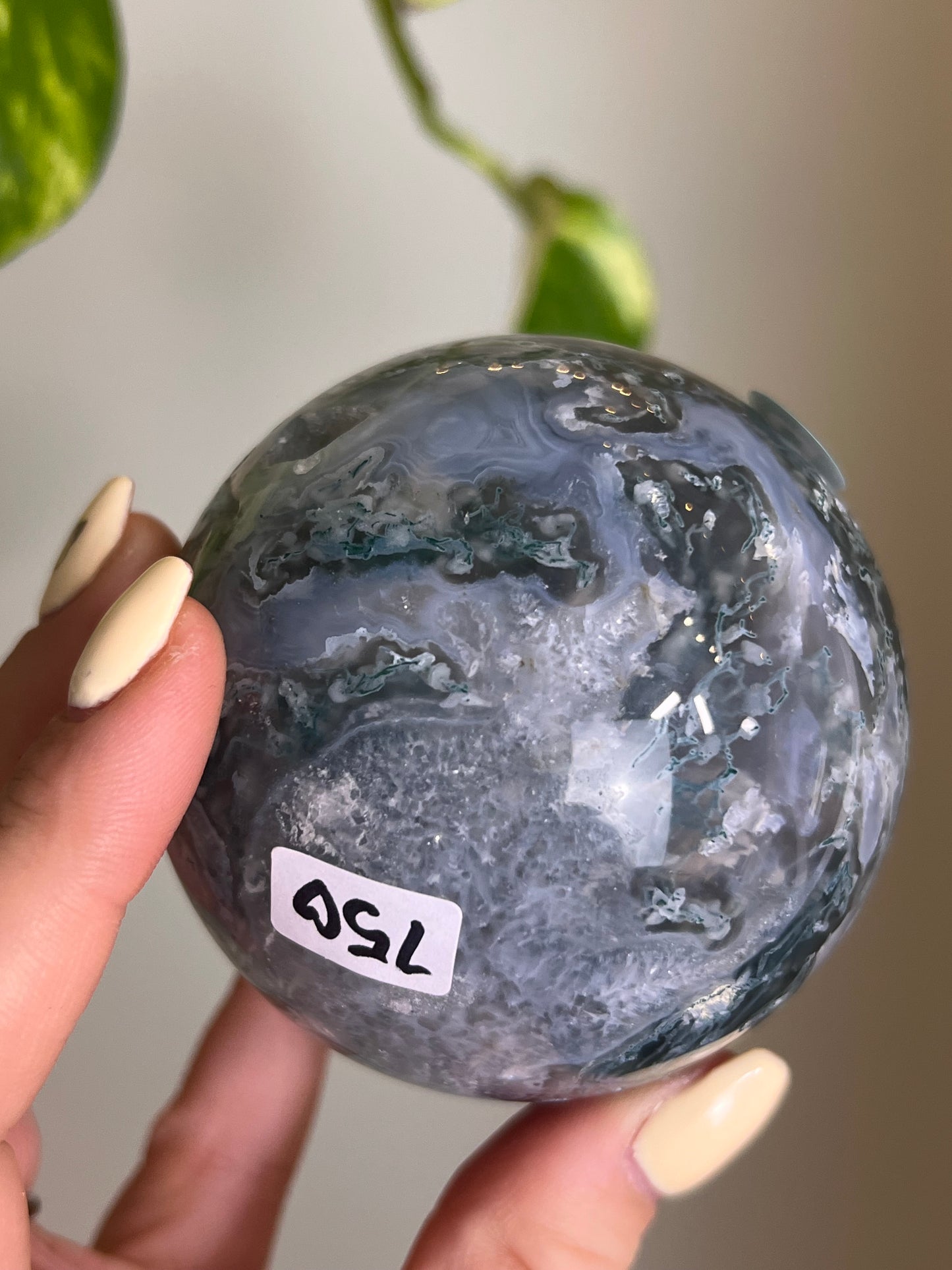 Moss Agate Druzy Sphere - D