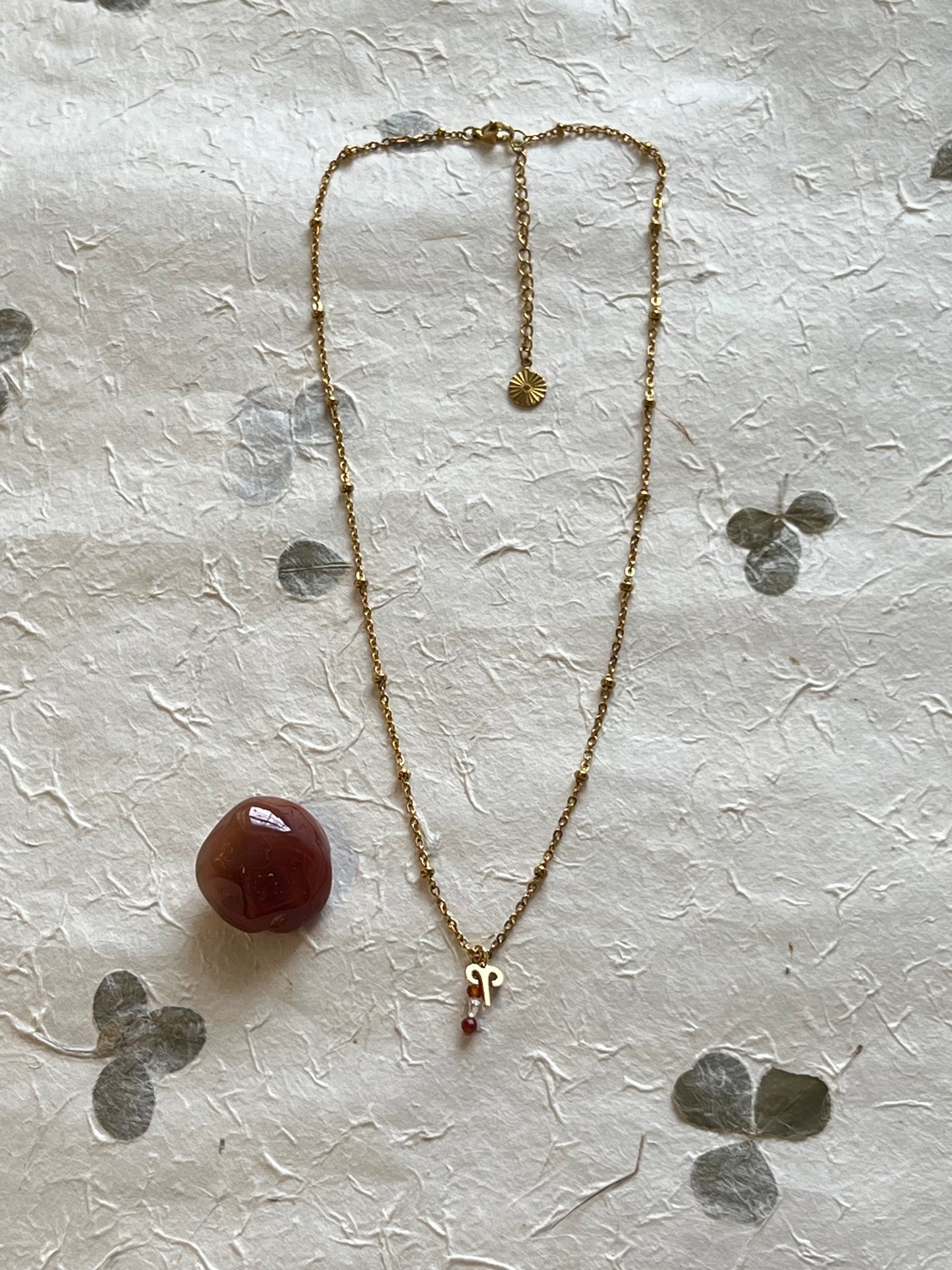 Aries - Zodiac Sign Gemstone Gold Necklace