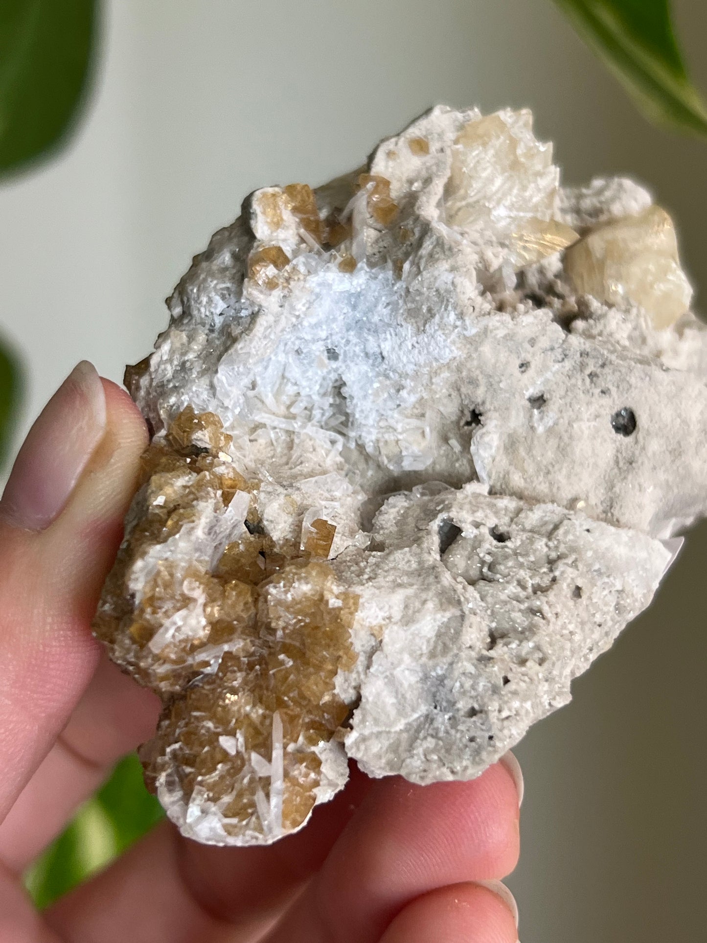 Deep Yellow Fluorite x Celestite Cluster * Rare