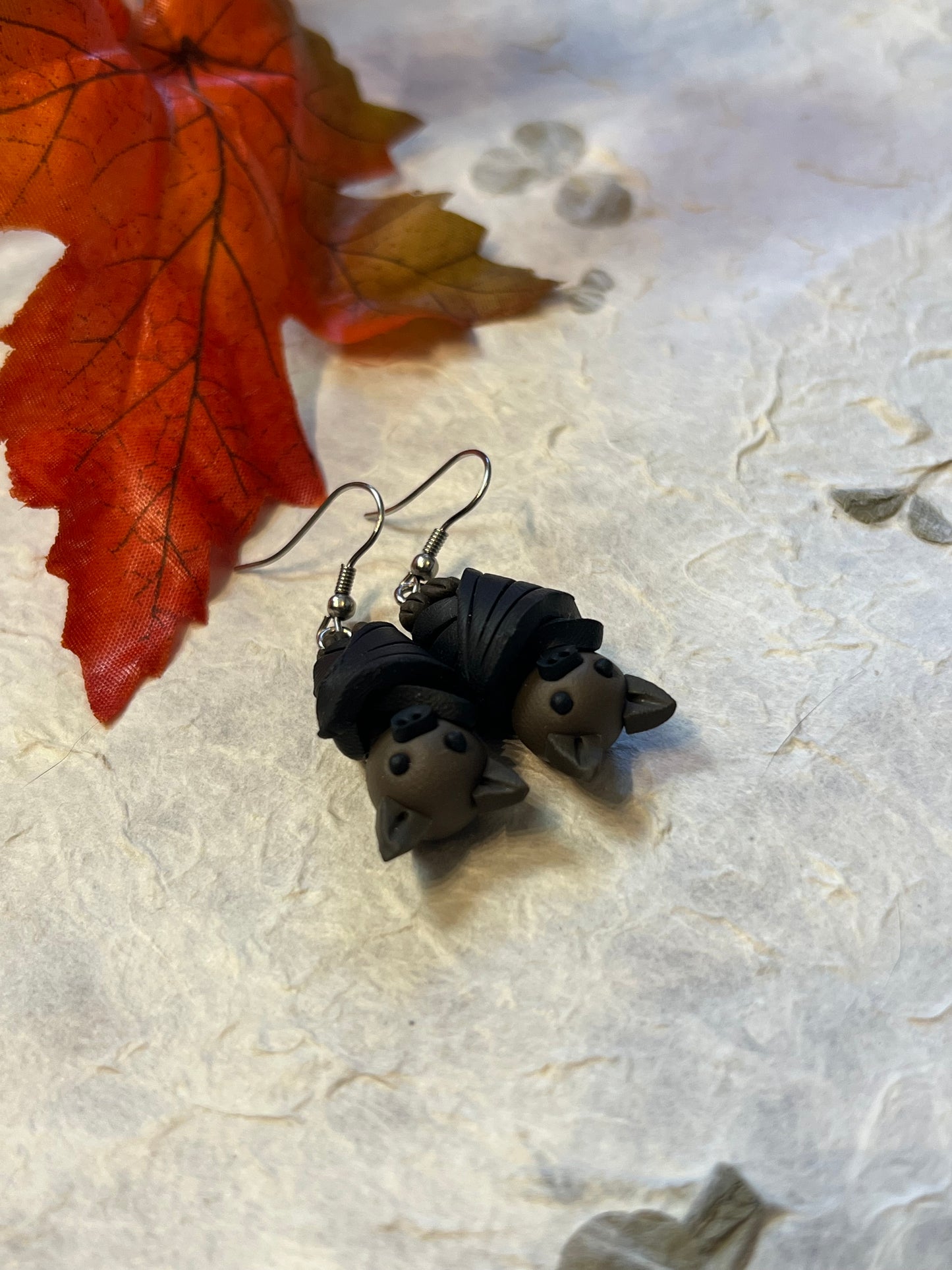 Polymer Clay Cozy Bat Earrings