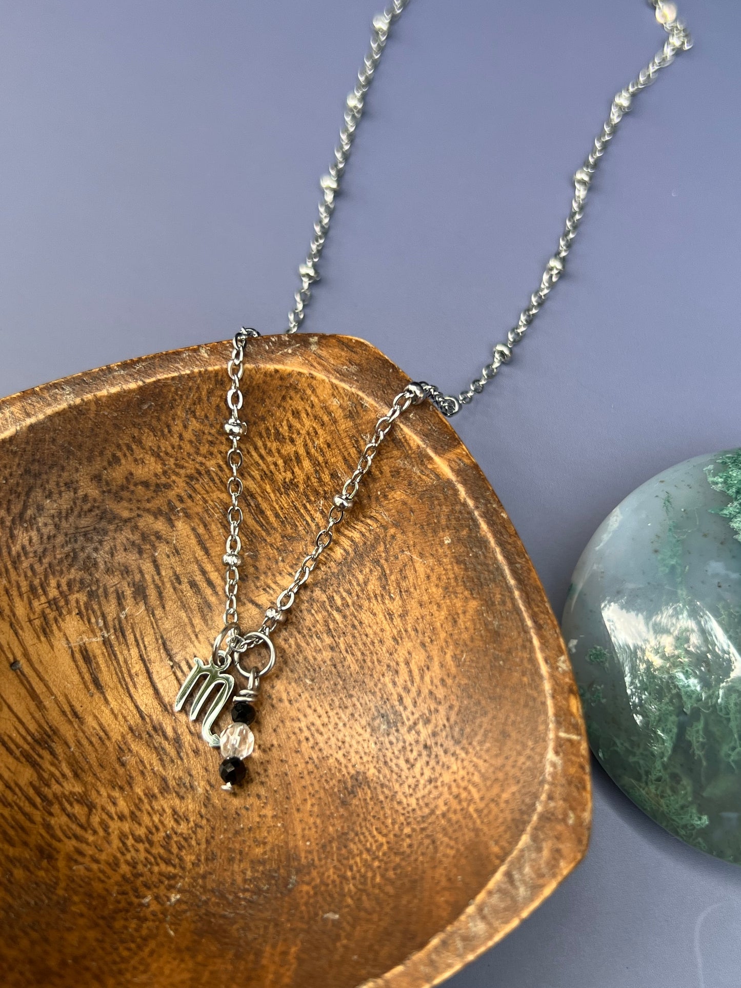 Scorpio - Zodiac Sign Gemstone Silver Necklace
