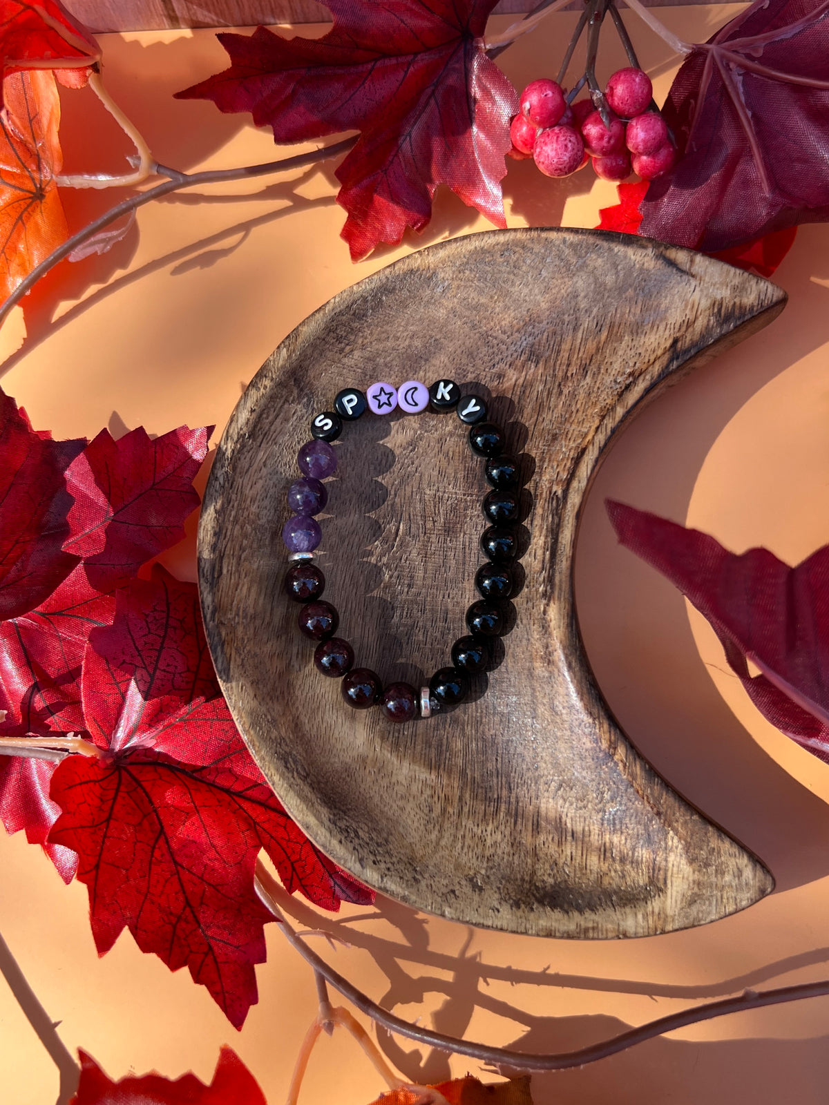 Spooky Amethyst Garnet and Tourmaline Bracelet