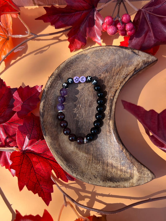 Spooky Amethyst Garnet and Tourmaline Bracelet