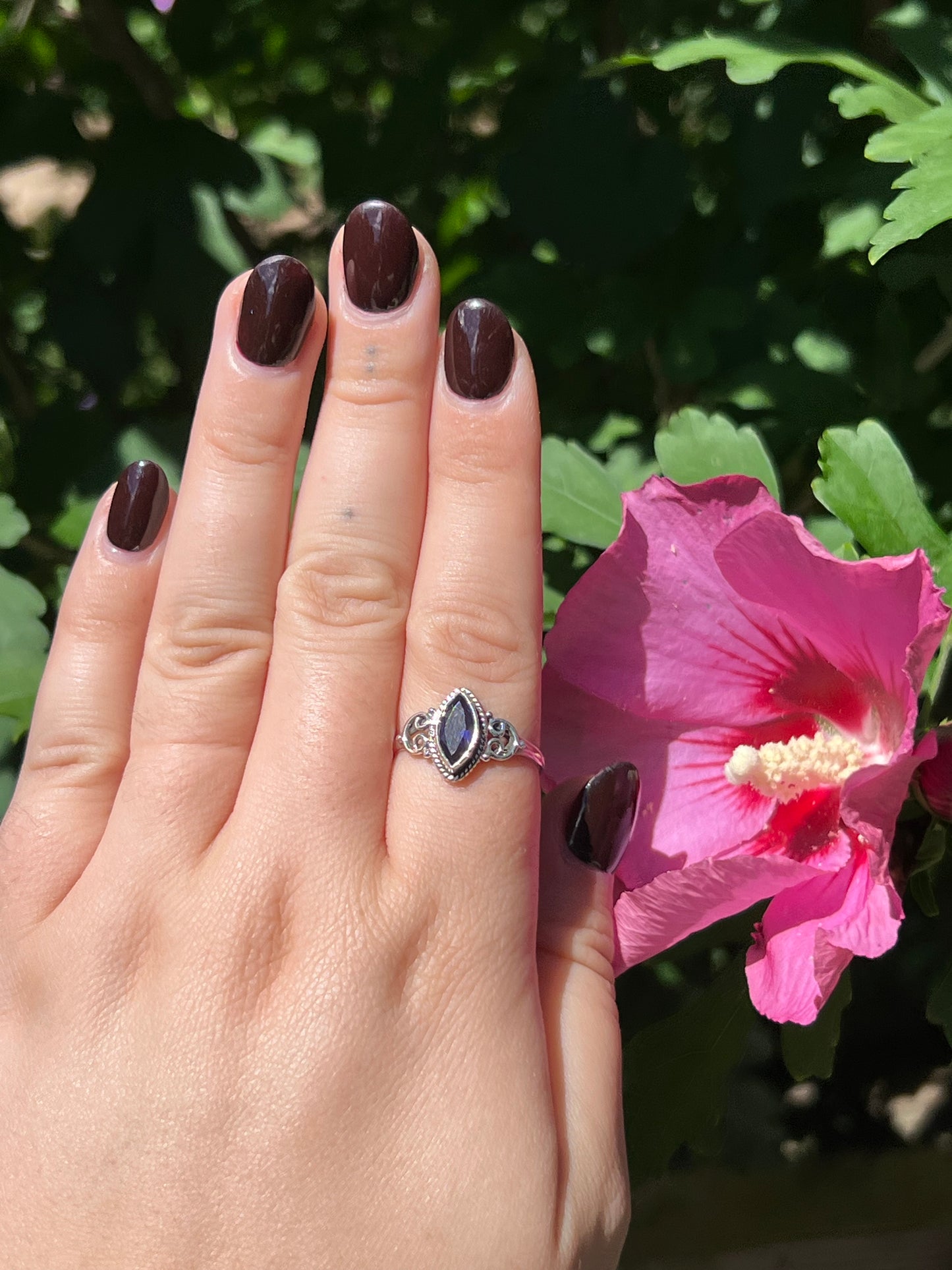 Iolite Dainty Sterling Silver Ring | Size 9