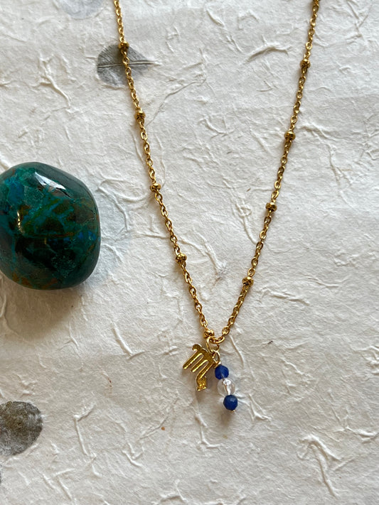 Scorpio - Zodiac Sign Gemstone Gold Necklace