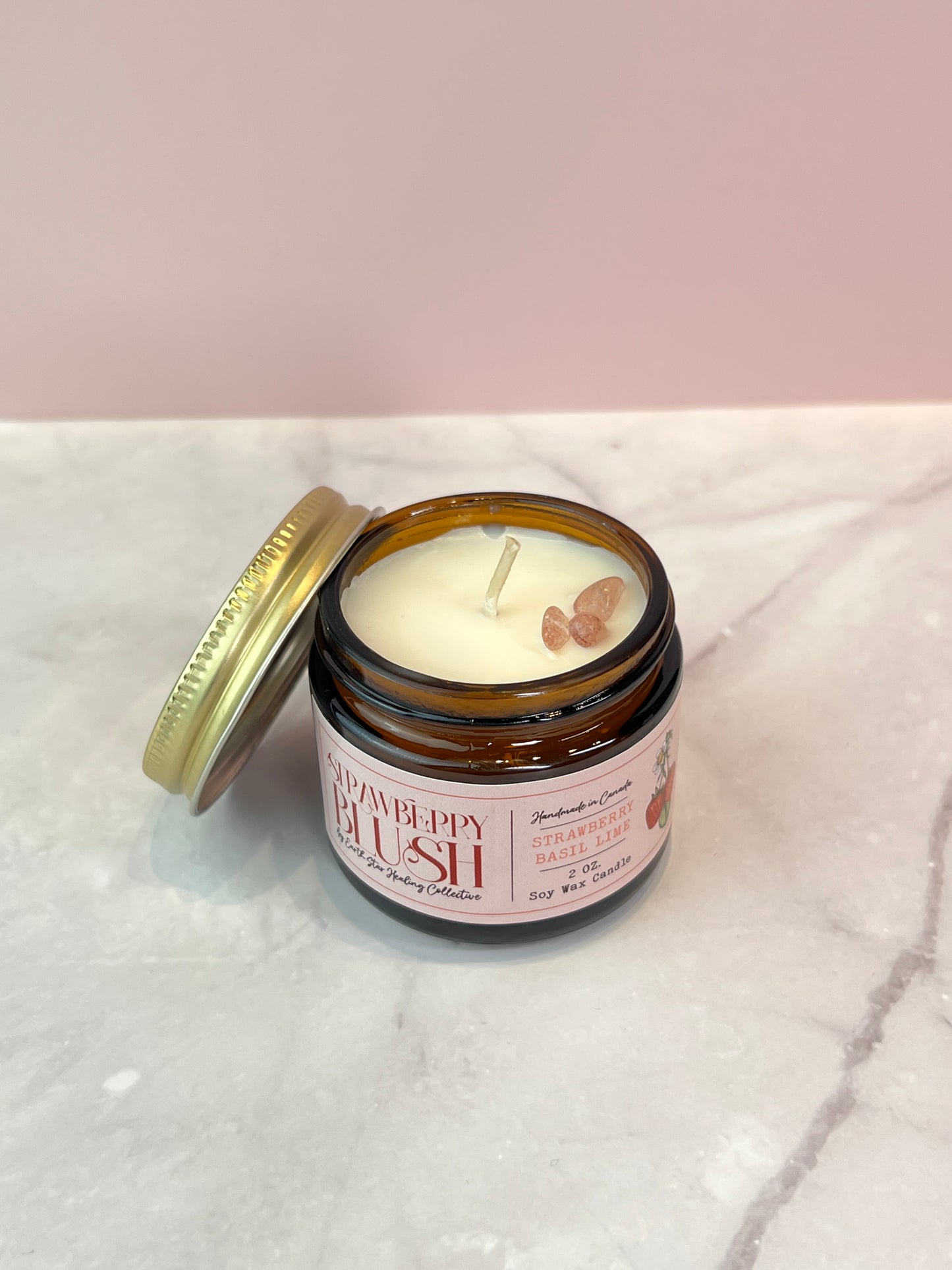 Strawberry Blush Candle - Mini | Strawberry Lime Basil 🍓