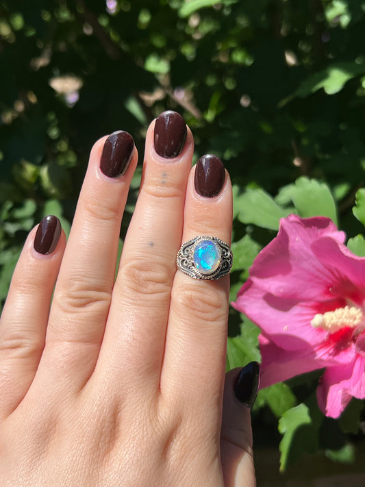 Ethiopian Opal Sterling Silver Ring | Size 5