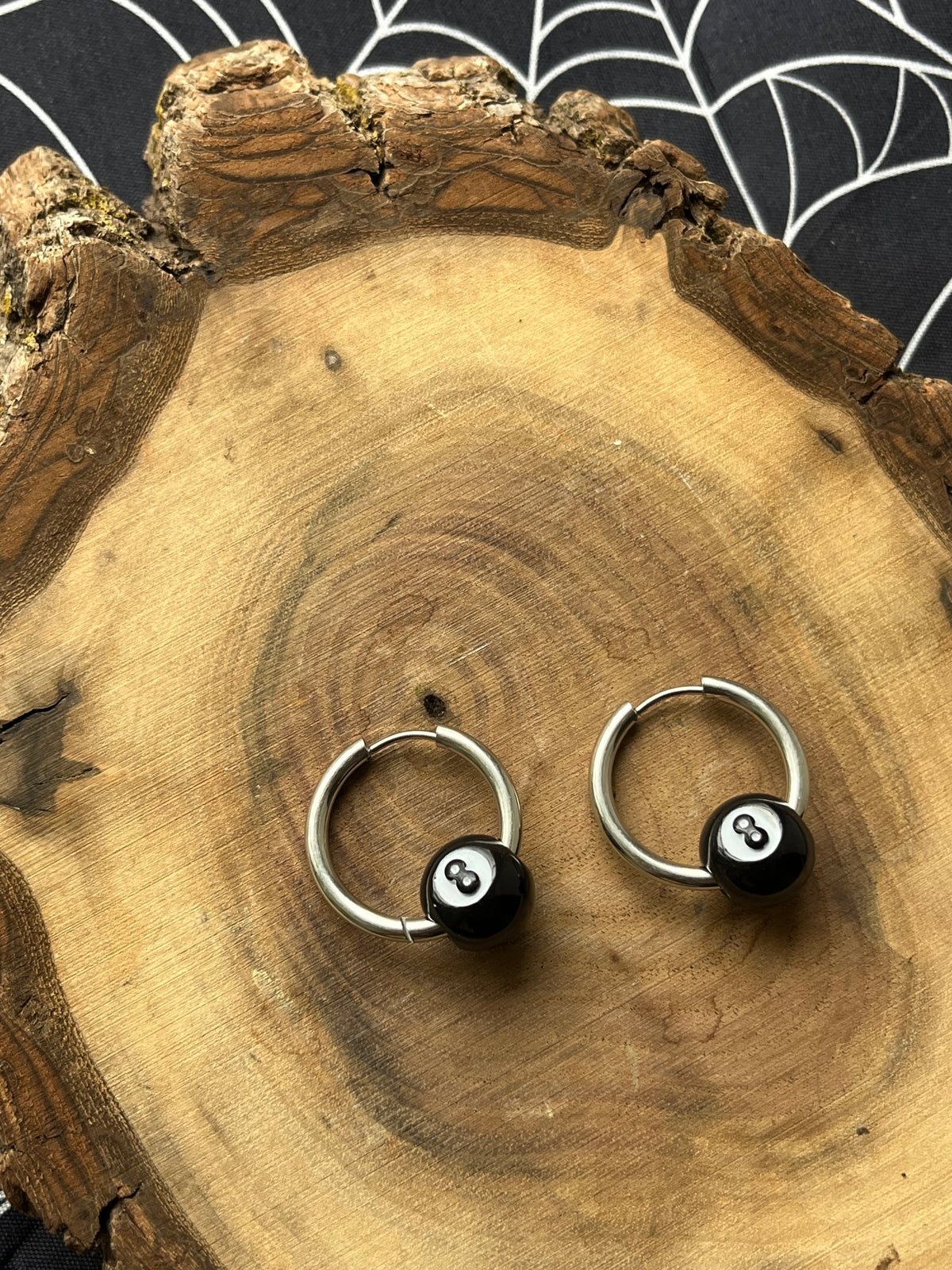 Magic 8 Silver Hoop Earrings