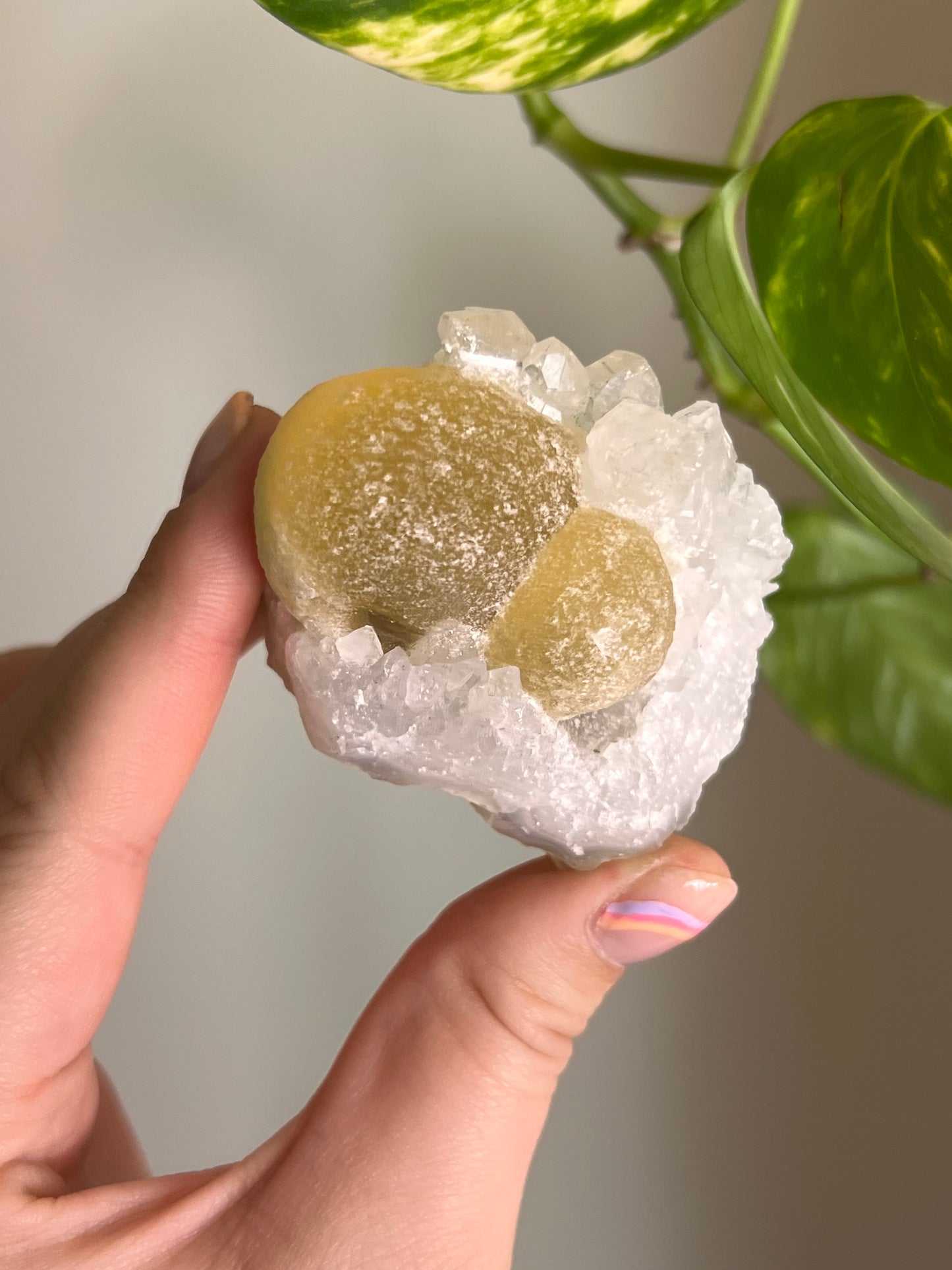 Yellow Ball Fluorite on Quartz - Rare*