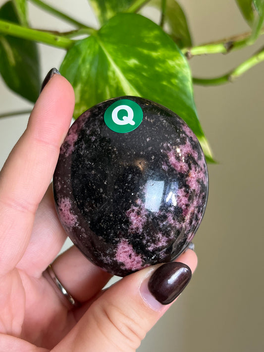 Madagascar Rhodonite Large Palm Stone - Q