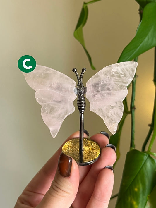 Rose Quartz Butterfly Stand - C