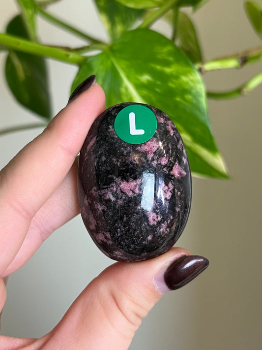 Madagascar Rhodonite Palm Stone - L