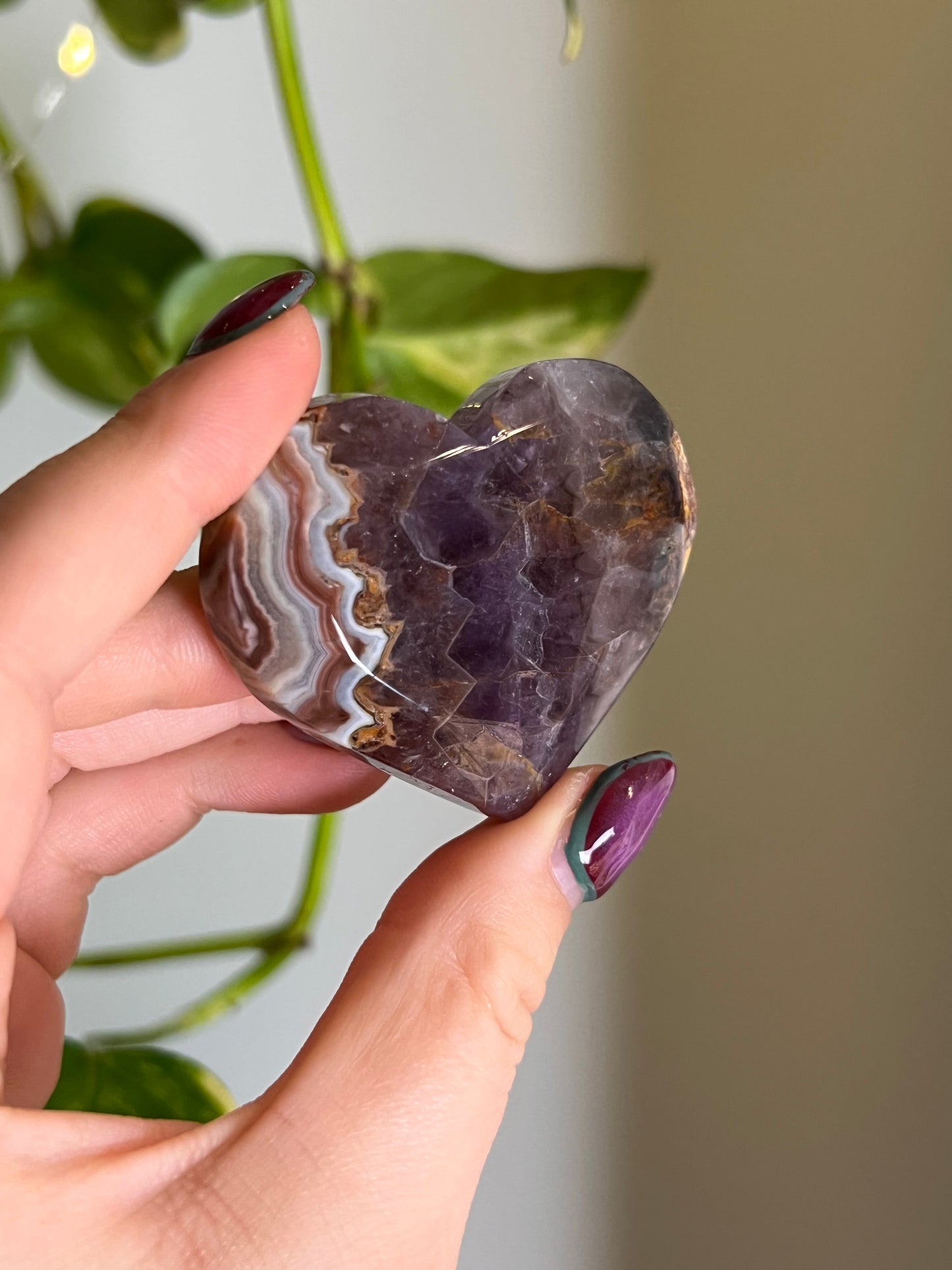 Amethyst x Crazy Lace Agate Heart R