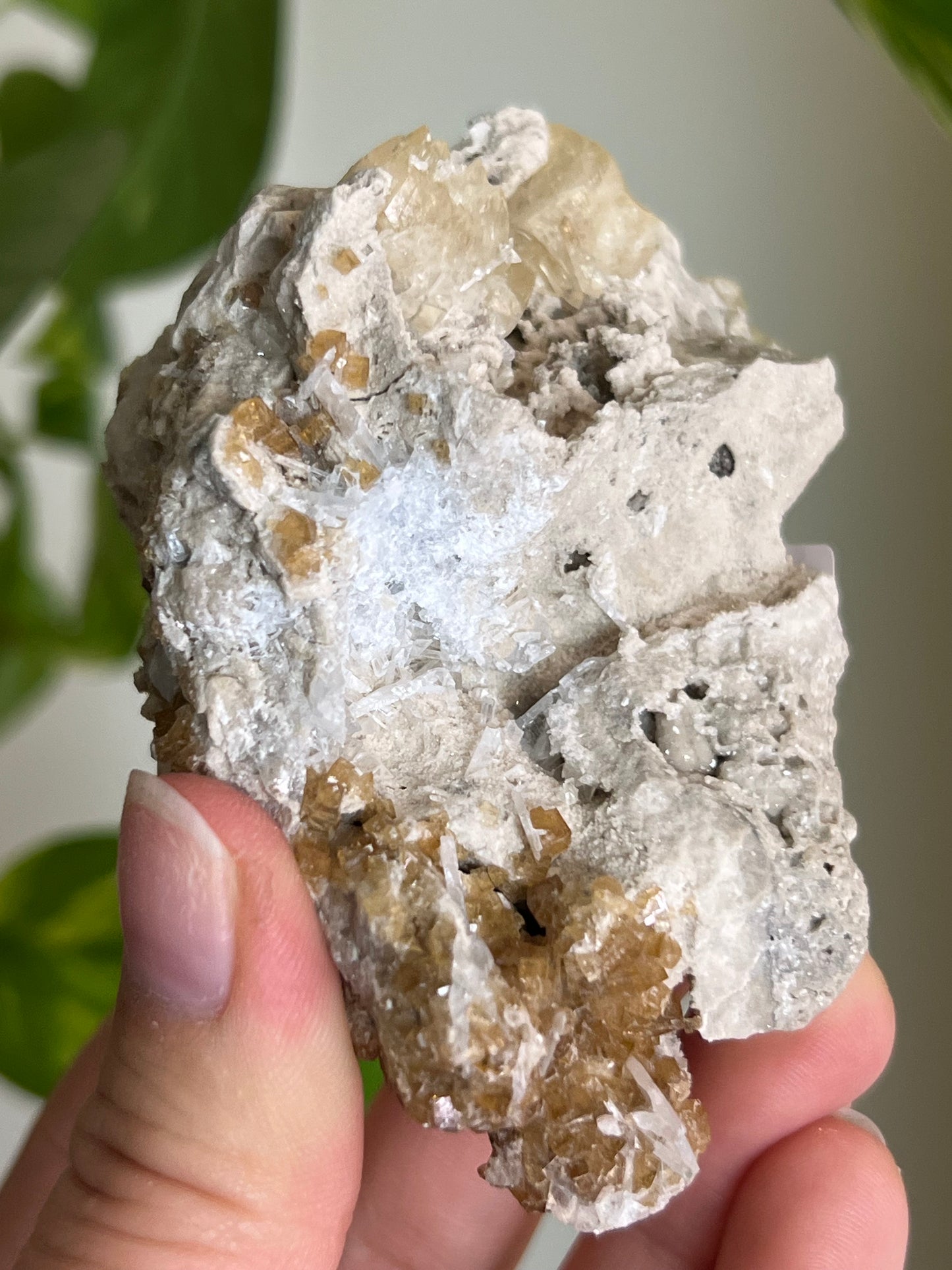 Deep Yellow Fluorite x Celestite Cluster * Rare