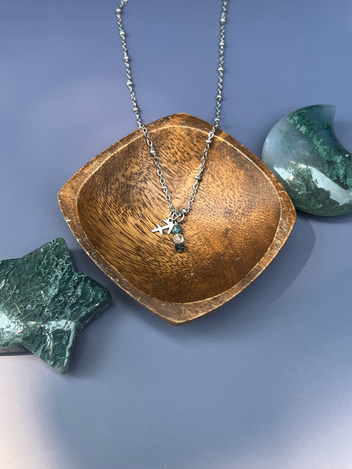 Sagittarius - Zodiac Sign Gemstone Silver Necklace