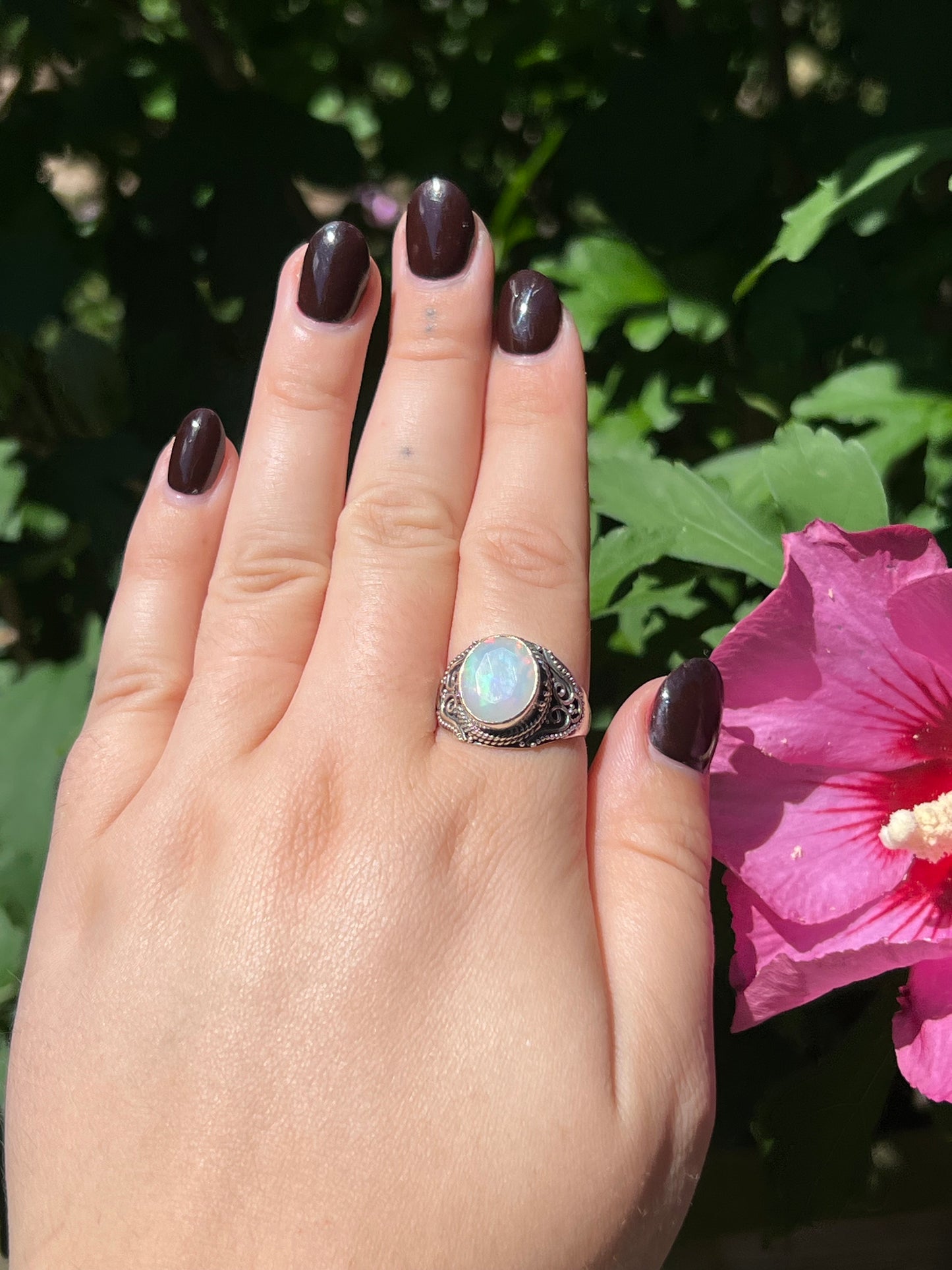 Ethiopian Opal Sterling Silver Ring | Size 10