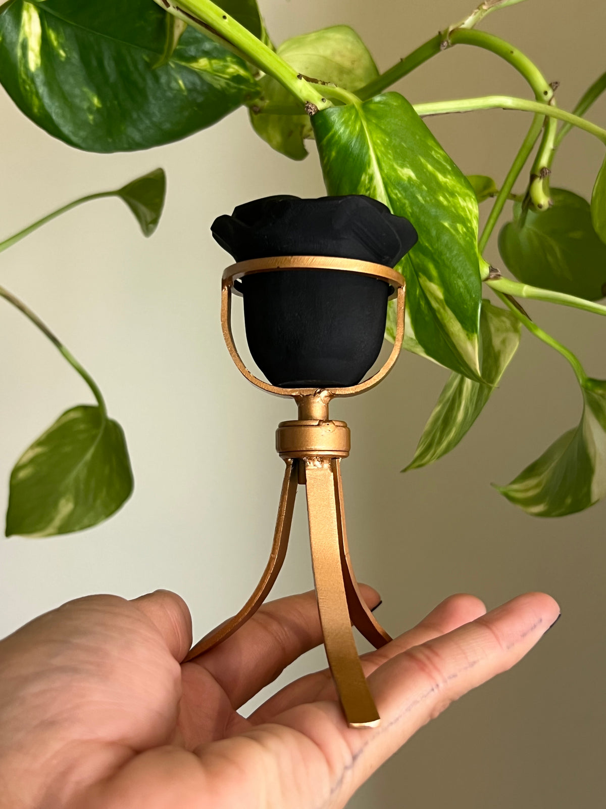 Black Obsidian Rose on Stand