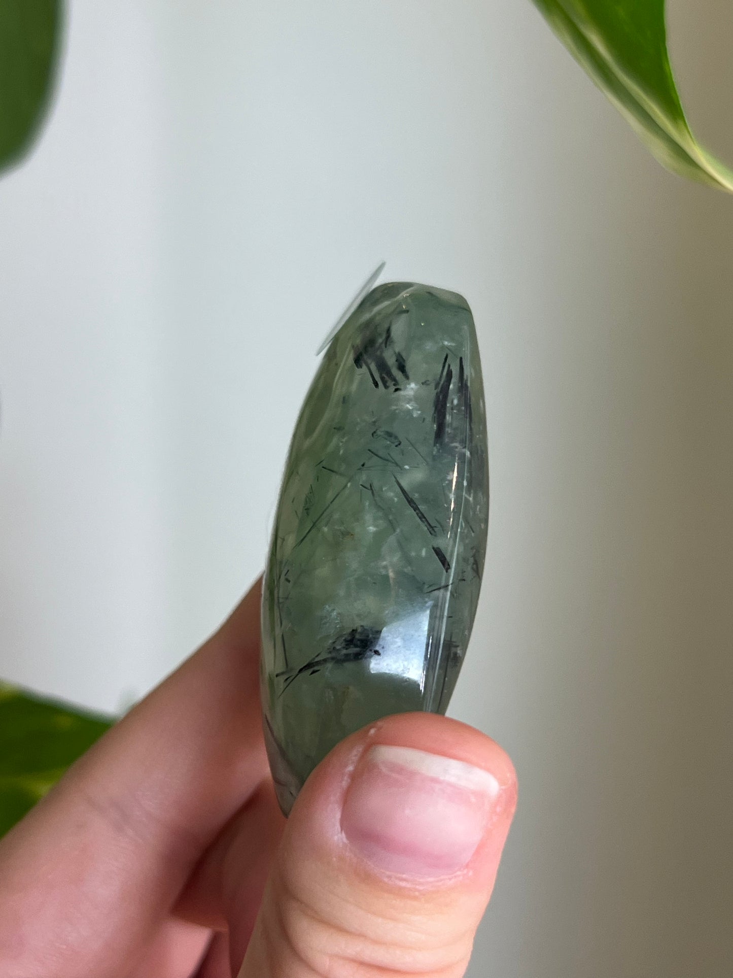 Prehnite with Epidote Palm Stone - T