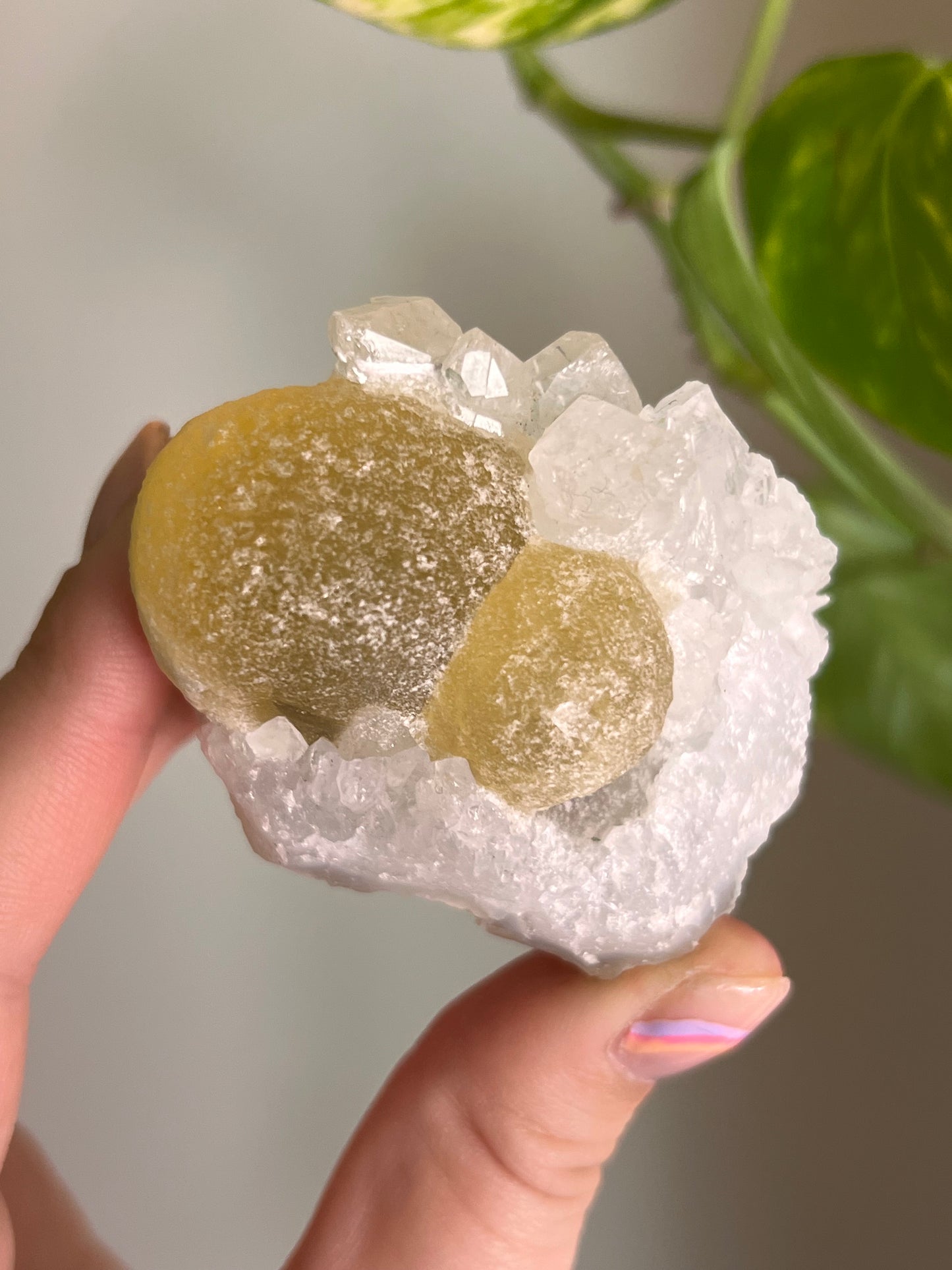 Yellow Ball Fluorite on Quartz - Rare*