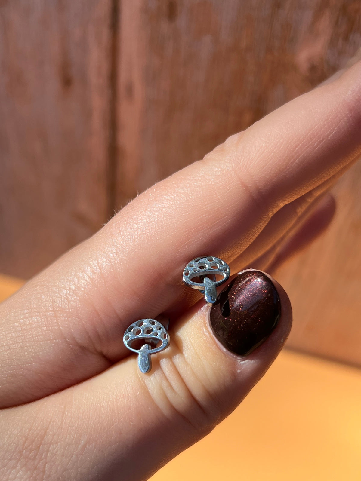 Mushroom Silver Stainless Studs 🍄