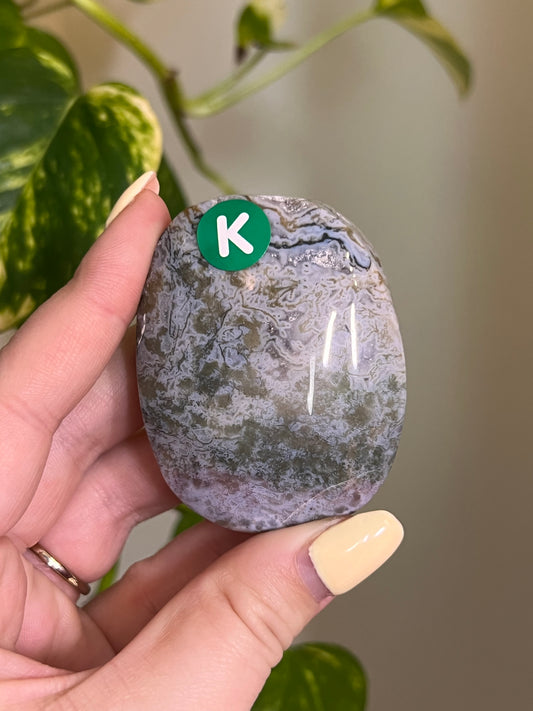 Rainbow Druzy Moss Agate Palm - K