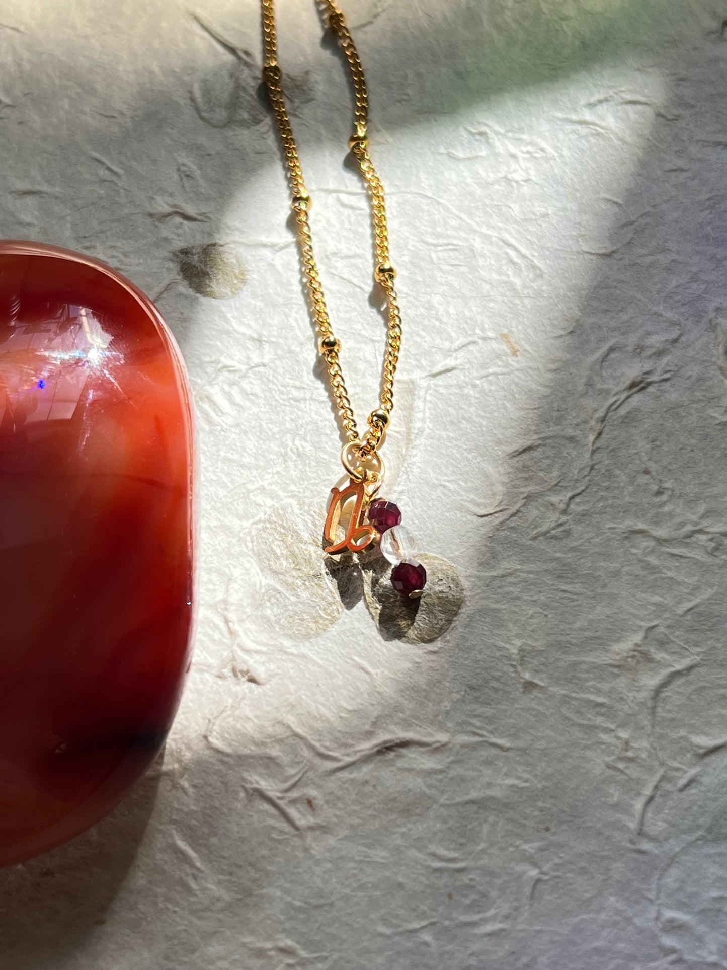 Capricorn Zodiac Sign Gemstone Gold Necklace