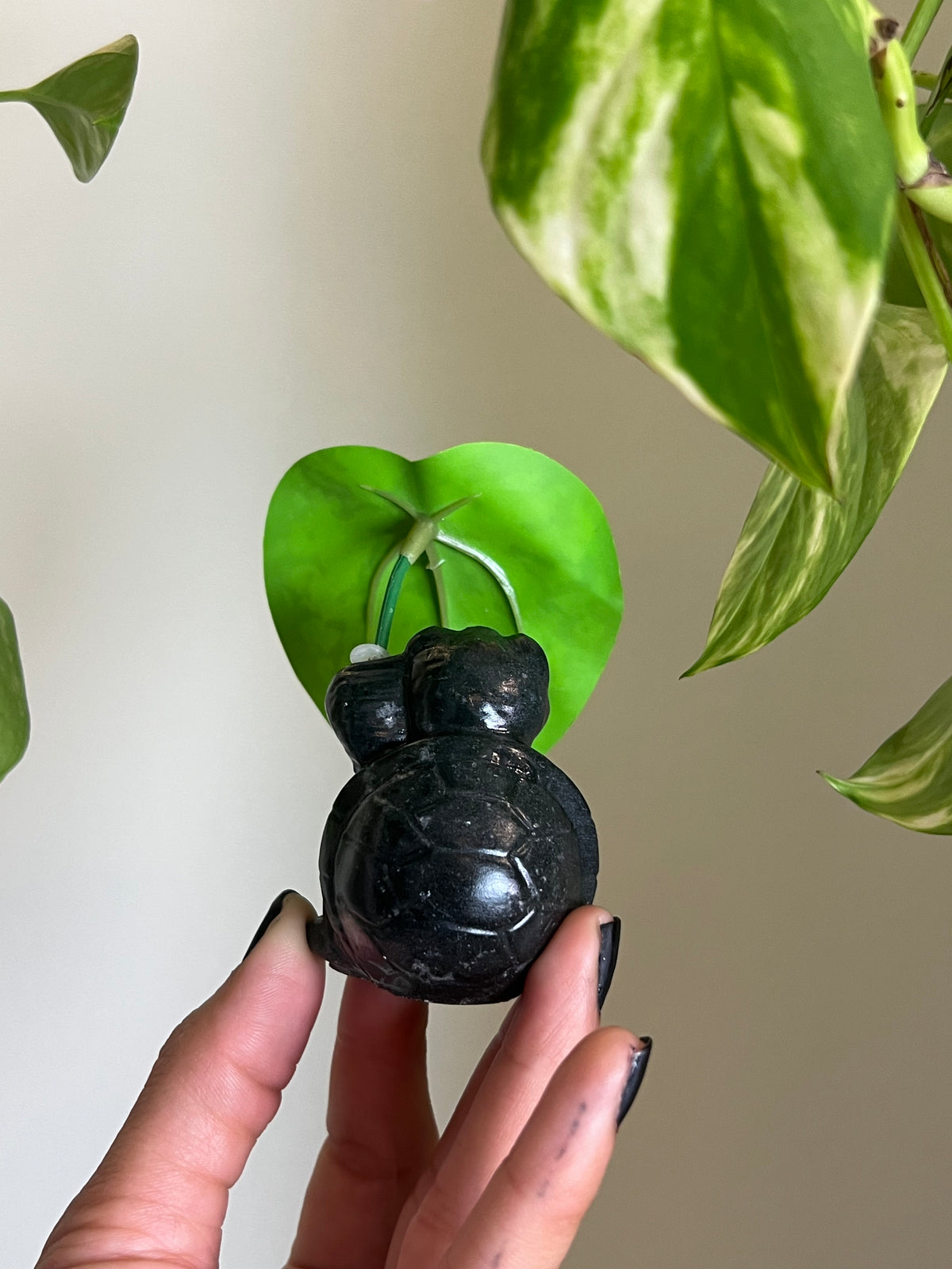 Jade Turtle with Leaf Umbrella