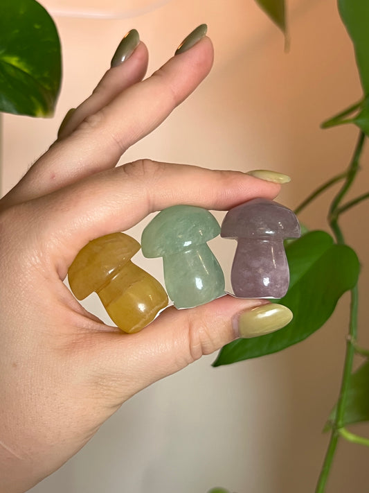 Pastel Rainbow Fluorite Small Mushroom