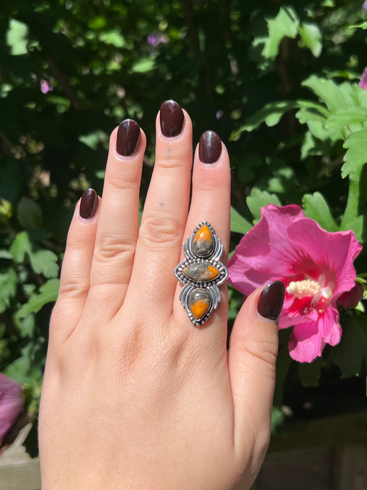 Bumble Bee Jasper Sterling Silver Ring | Size 7