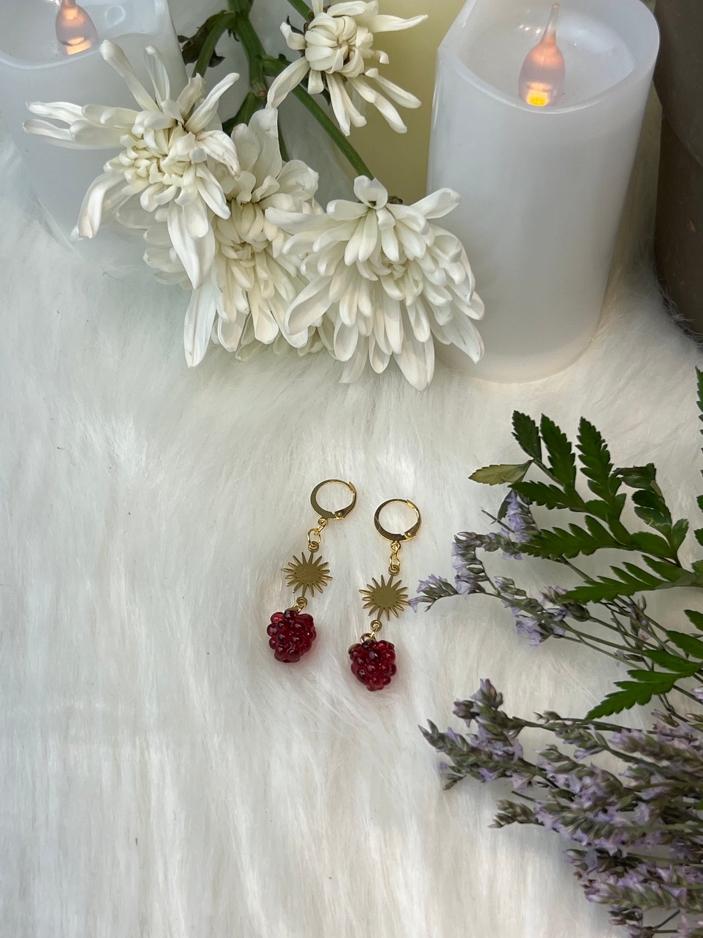 Berry Starburst Gold Earrings