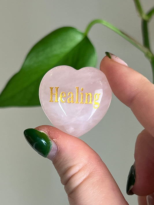 Rose Quartz Affirmation Heart - Healing