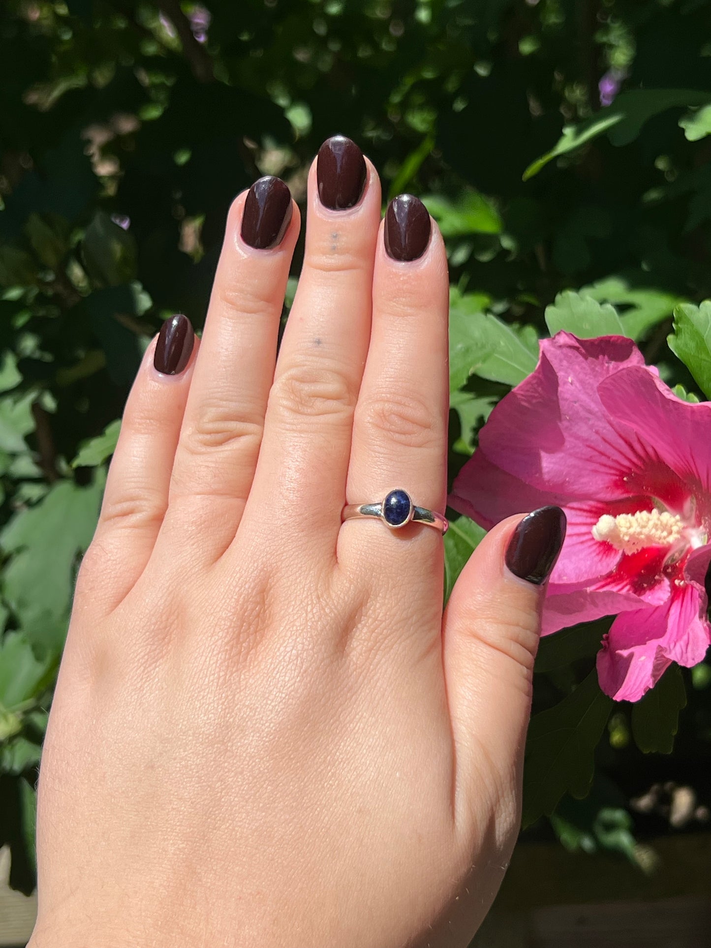 Sodalite Dainty Sterling Silver Ring | Size 8.5