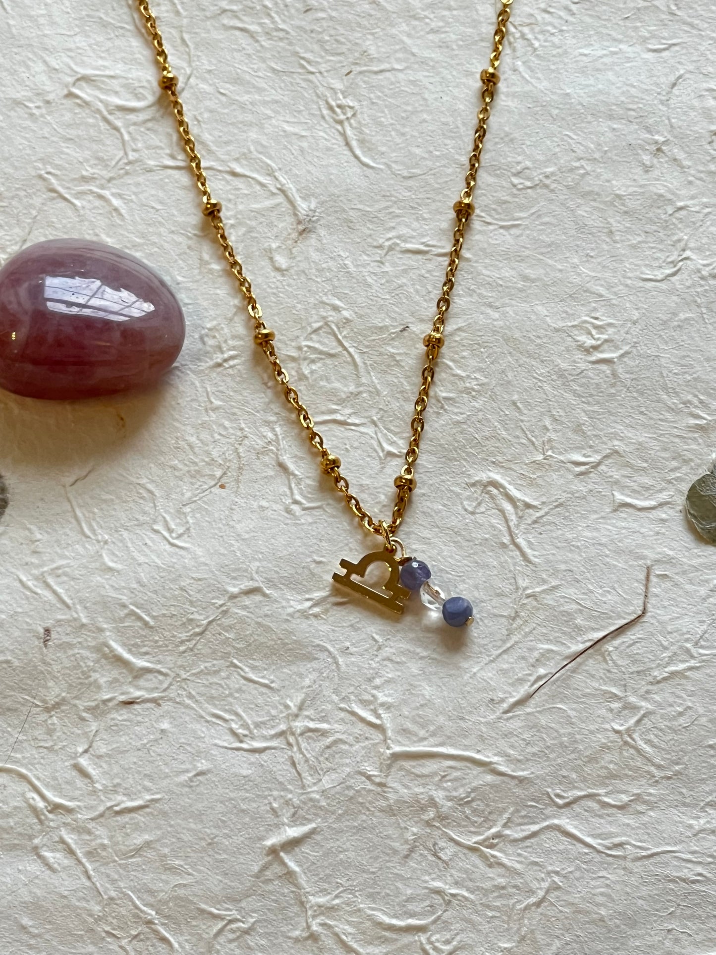 Libra - Zodiac Sign Gemstone Gold Necklace