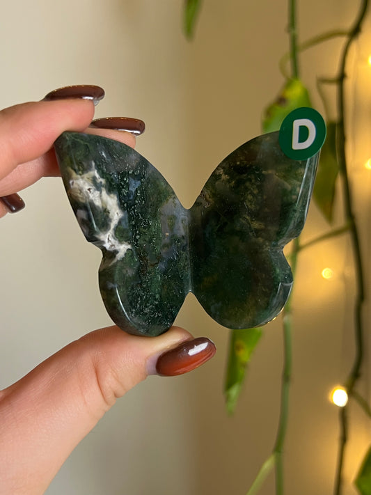 Moss Agate 3D Butterfly - D