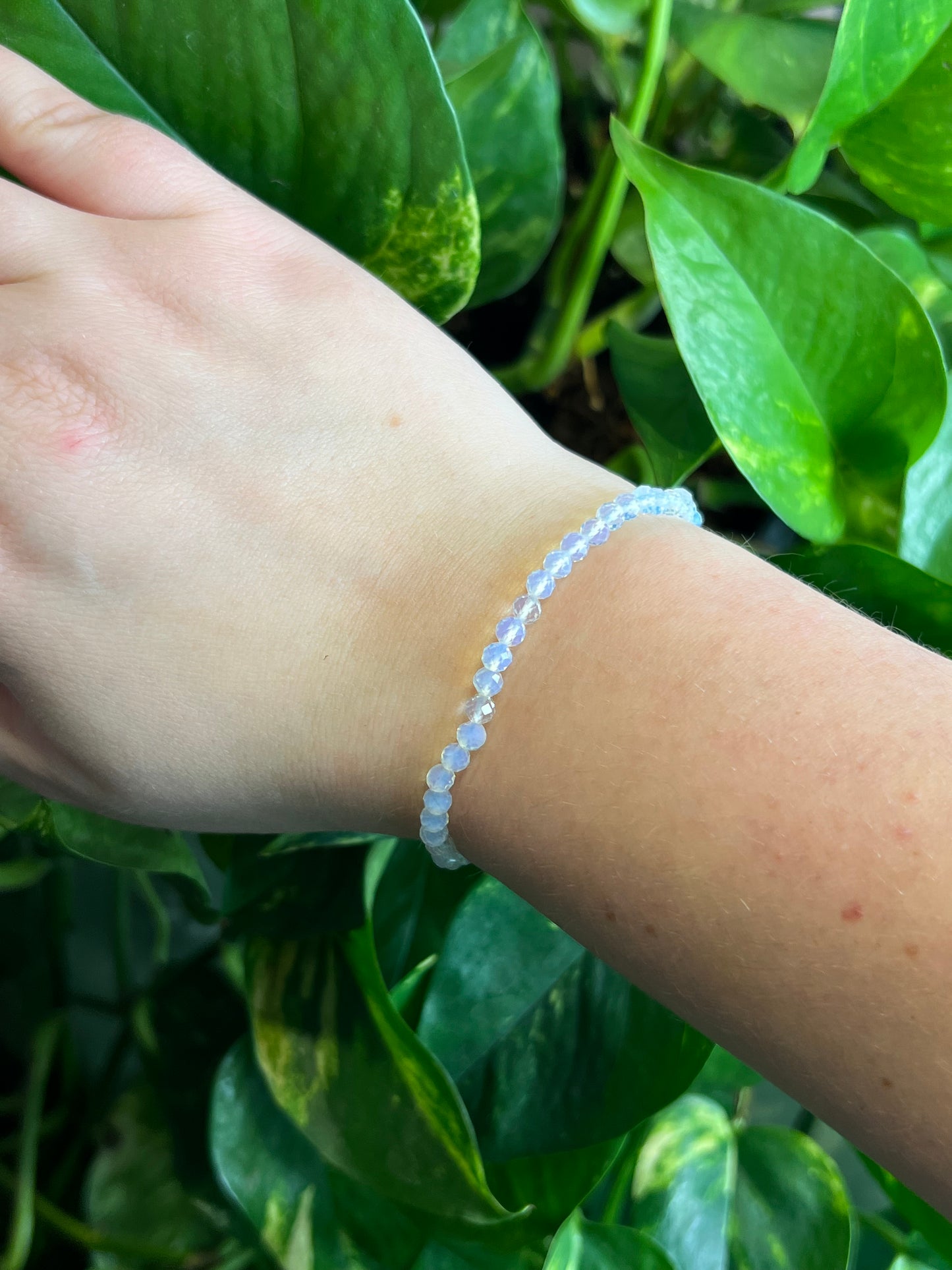 Opalite Glass Faceted 4mm Bracelet