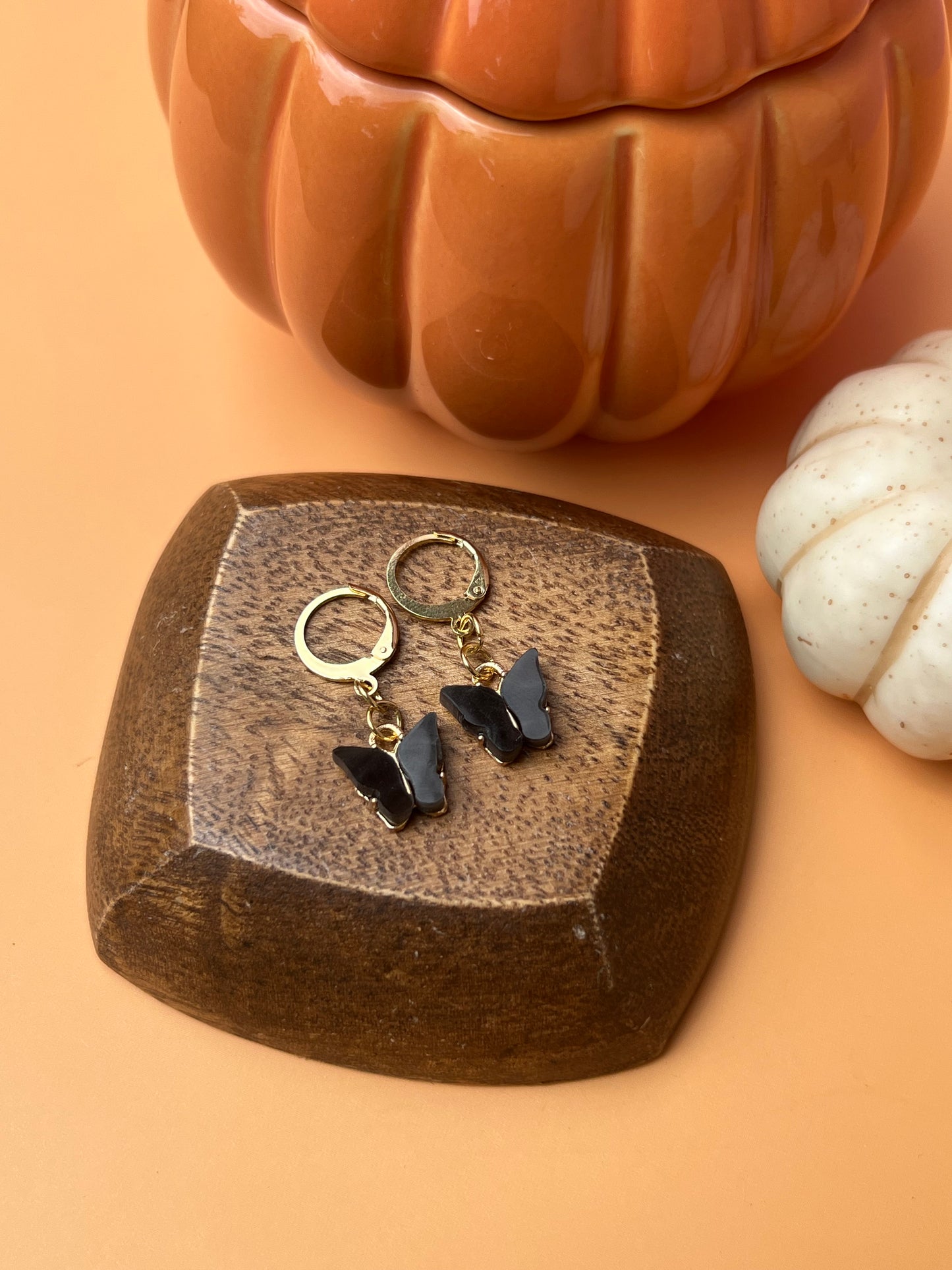 Black Gold Butterfly Earrings